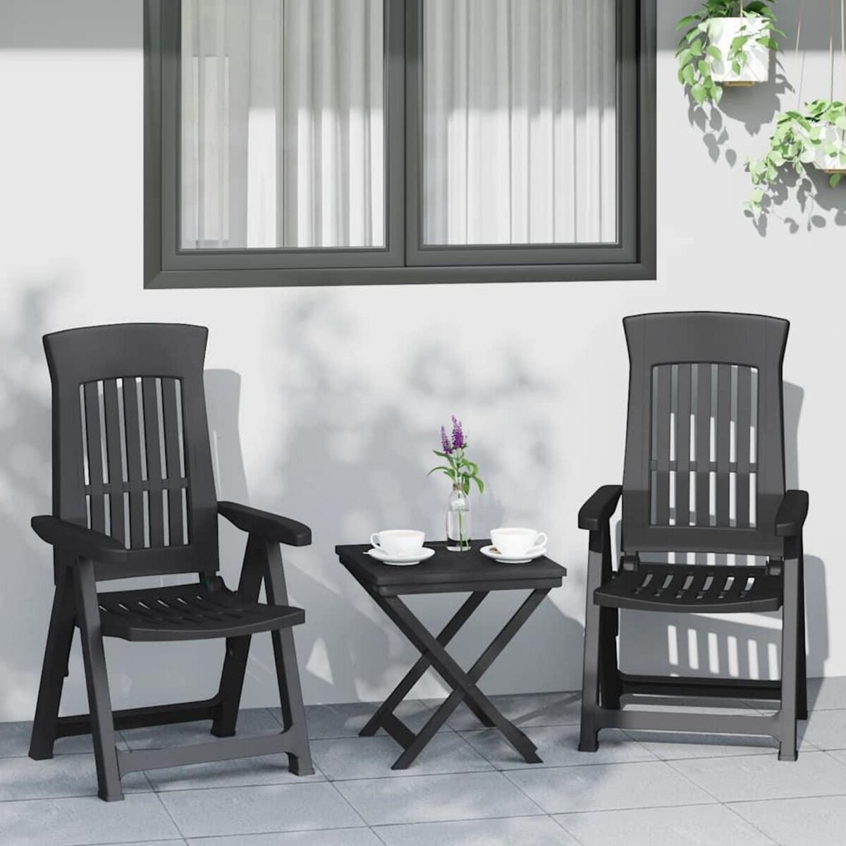 VIDAXL Chaises inclinables de jardin lot de 2 anthracite PP
