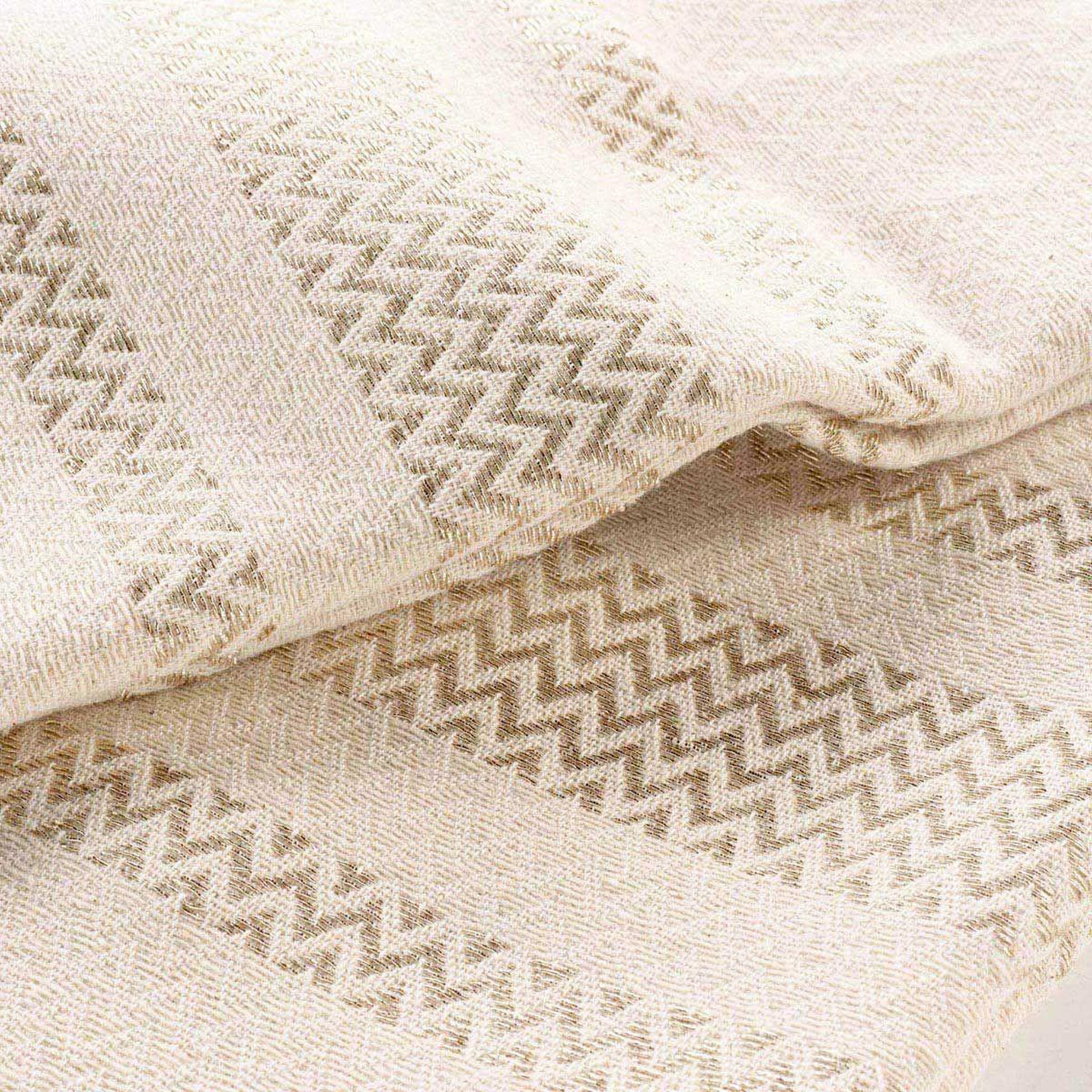 Voir la diapositive 2 : Douceur d'Intérieur Plaid à franges jacquard  doreline  125x150cm beige