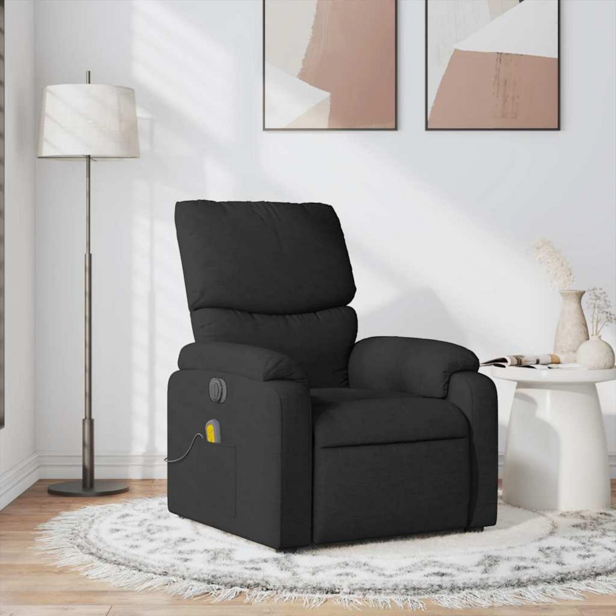 VIDAXL Fauteuil de massage inclinable Noir Tissu