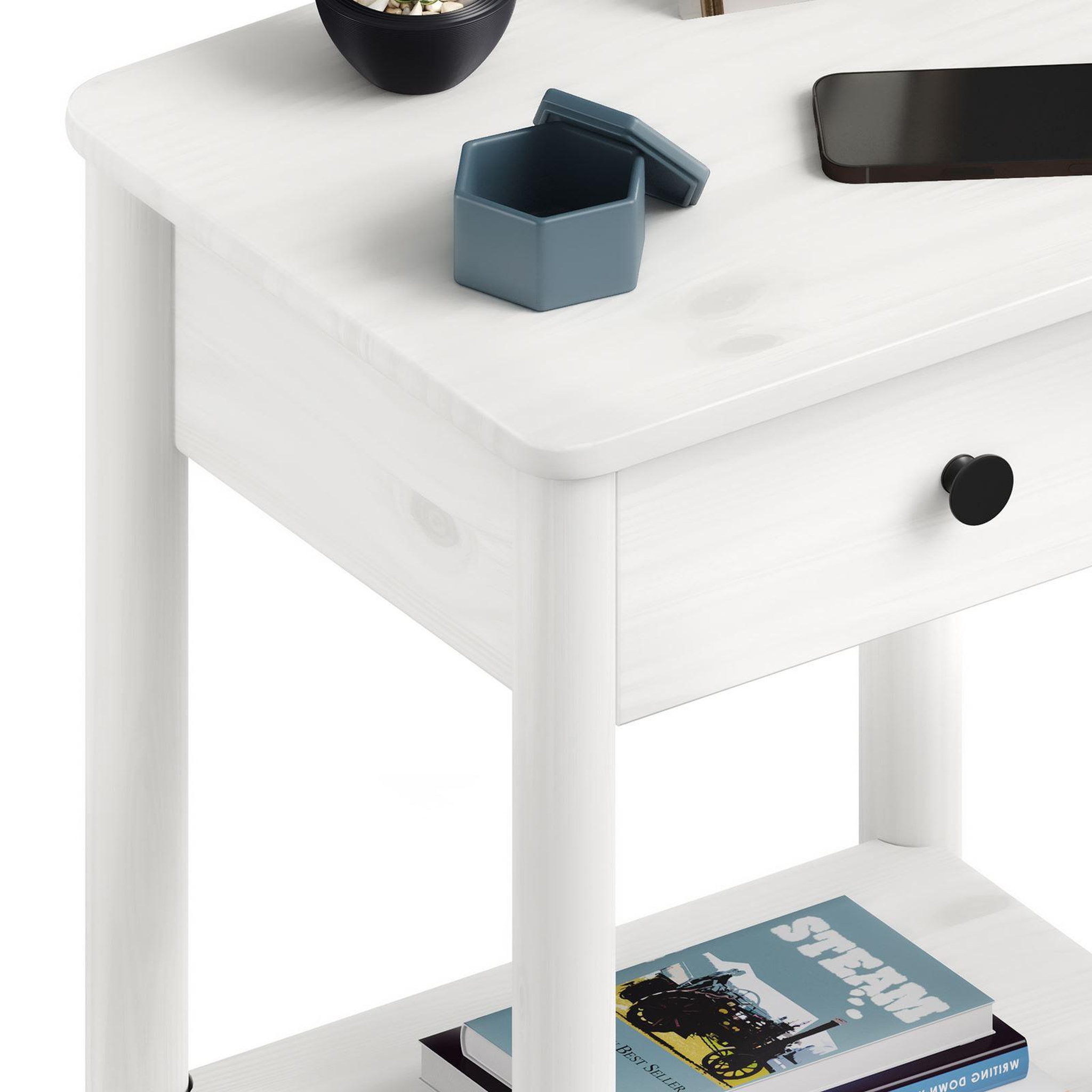 Voir la diapositive 6 : IDIMEX Table de chevet apoana avec tiroir en bois massif