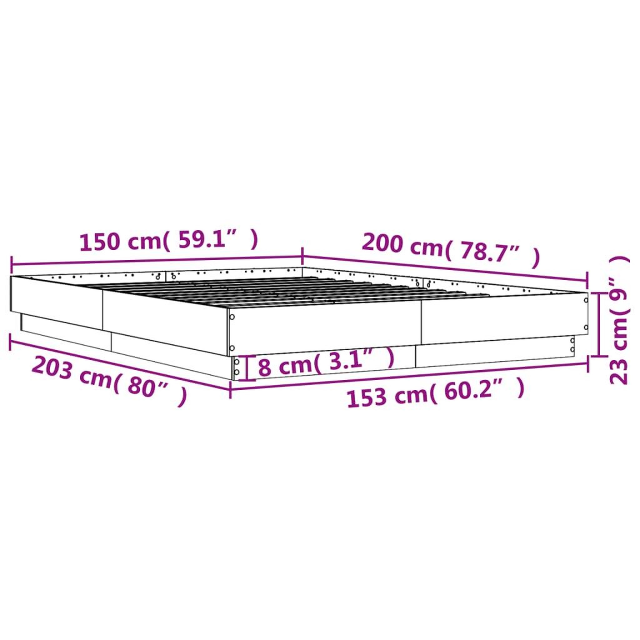 Voir la diapositive 6 : VIDAXL Cadre de lit avec LED sans matelas noir 150x200 cm