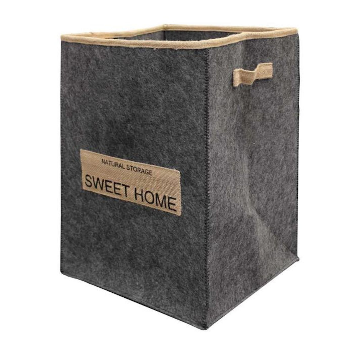 Paris Prix Panier à Linge en Feutrine  Sweet Line  45cm Noir