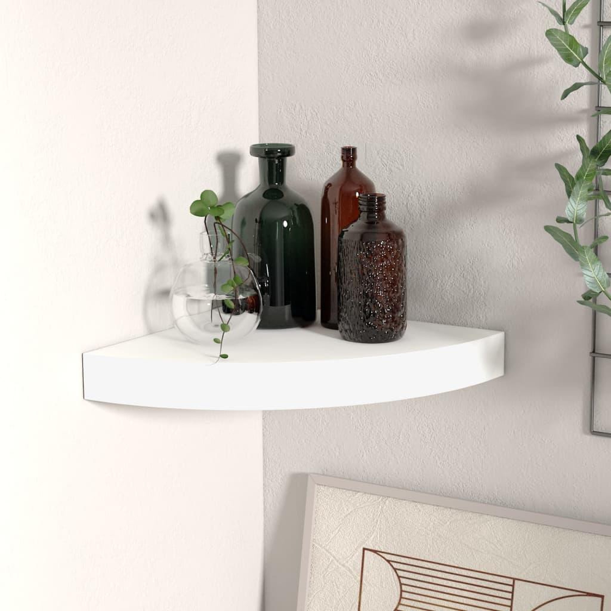 Voir la diapositive 1 : VIDAXL Etagere d'angle flottante blanc 25x25x3,8 cm MDF