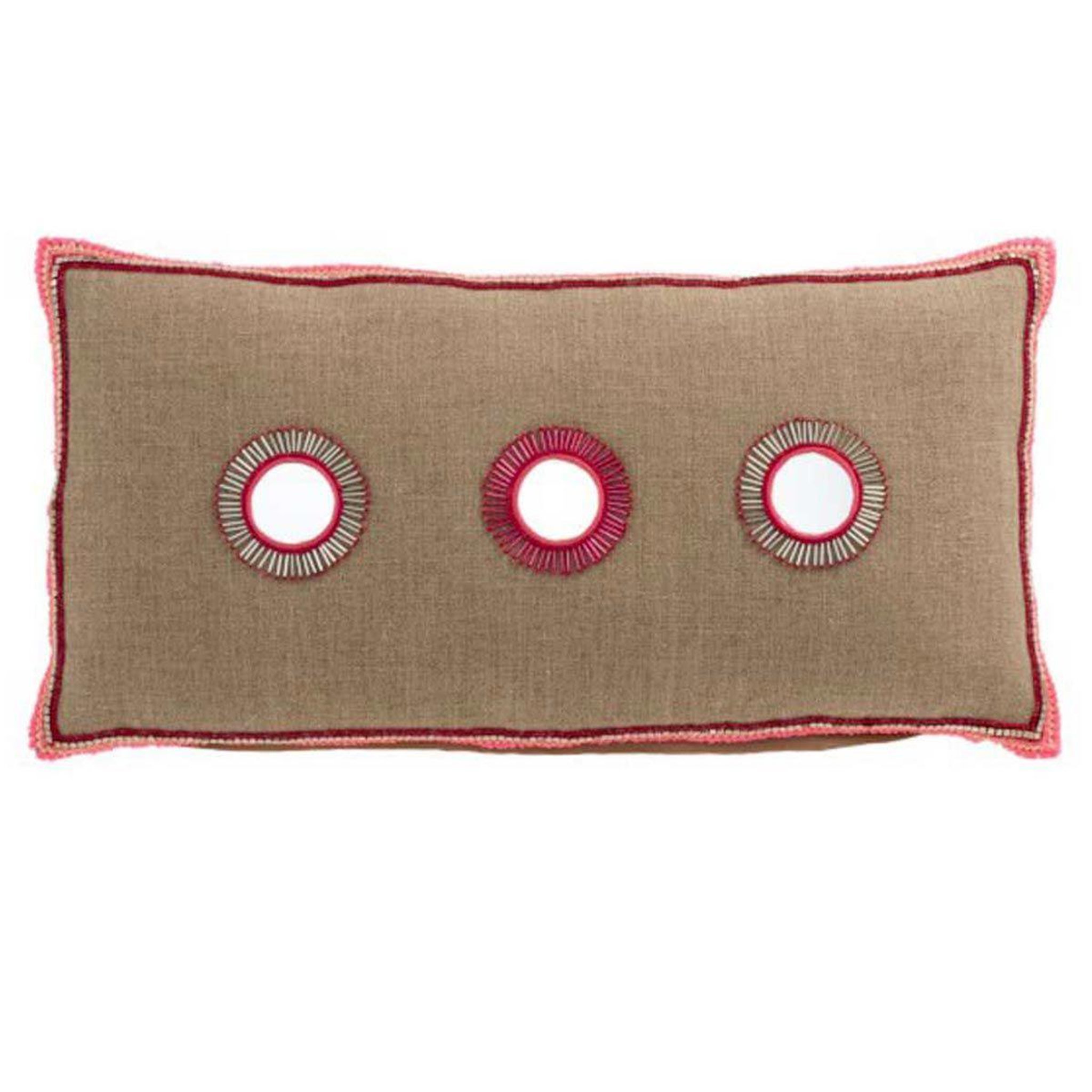 J-LINE Coussin déco  3 miroirs  30x60cm naturel