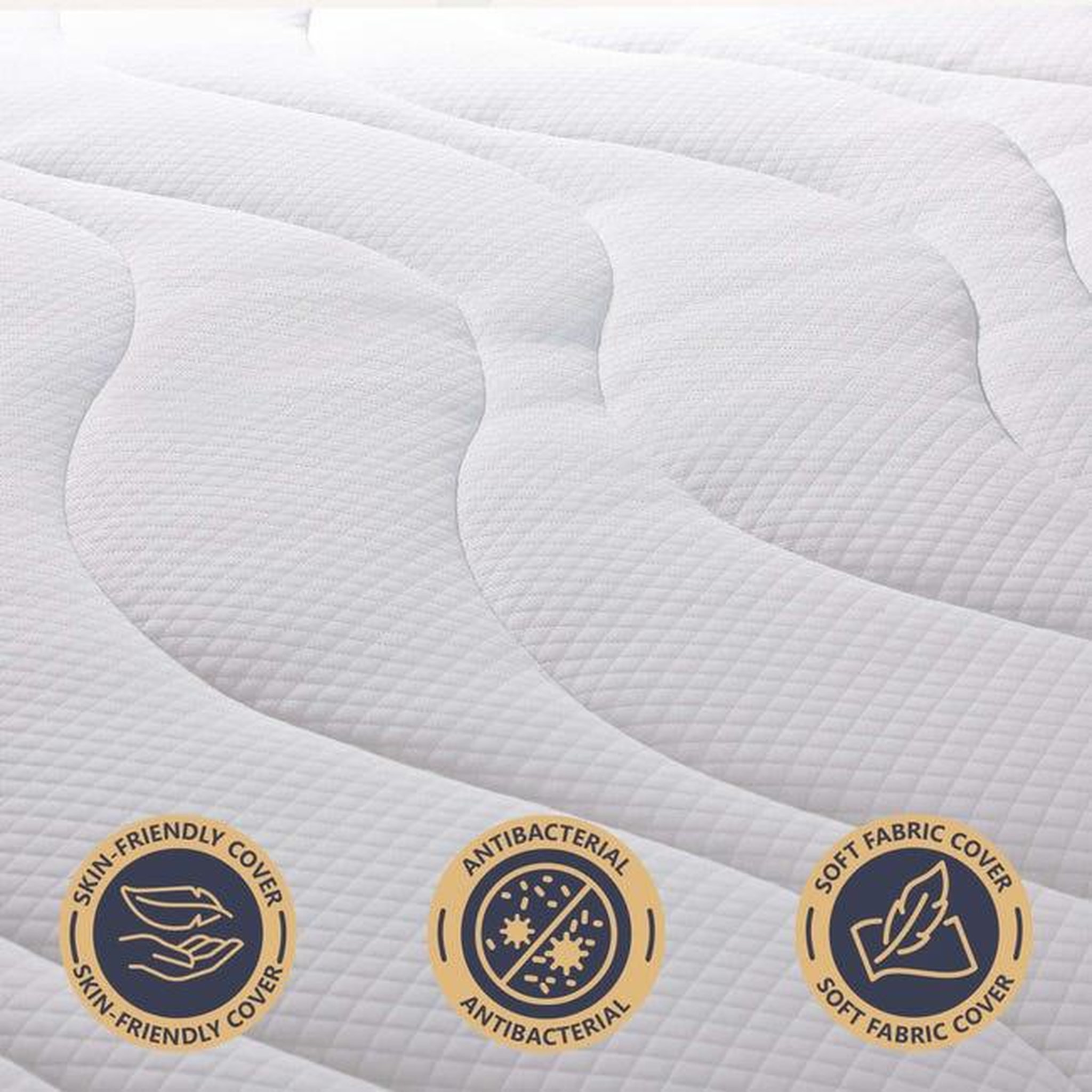 Voir la diapositive 6 : THE WHITE STONE Matelas 80 x 190 en Waterfoam Hypoallergénique | Hauteur 16 cm | Rembourrage en ouate et revêtement en tissu 3D respirant, anti-acarien et antifongique | Fabriqué en Italie