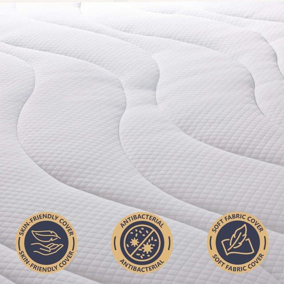 THE WHITE STONE Matelas 80 x 190 en Waterfoam Hypoallergénique | Hauteur 16 cm | Rembourrage en ouate et revêtement en tissu 3D respirant, anti-acarien et antifongique | Fabriqué en Italie