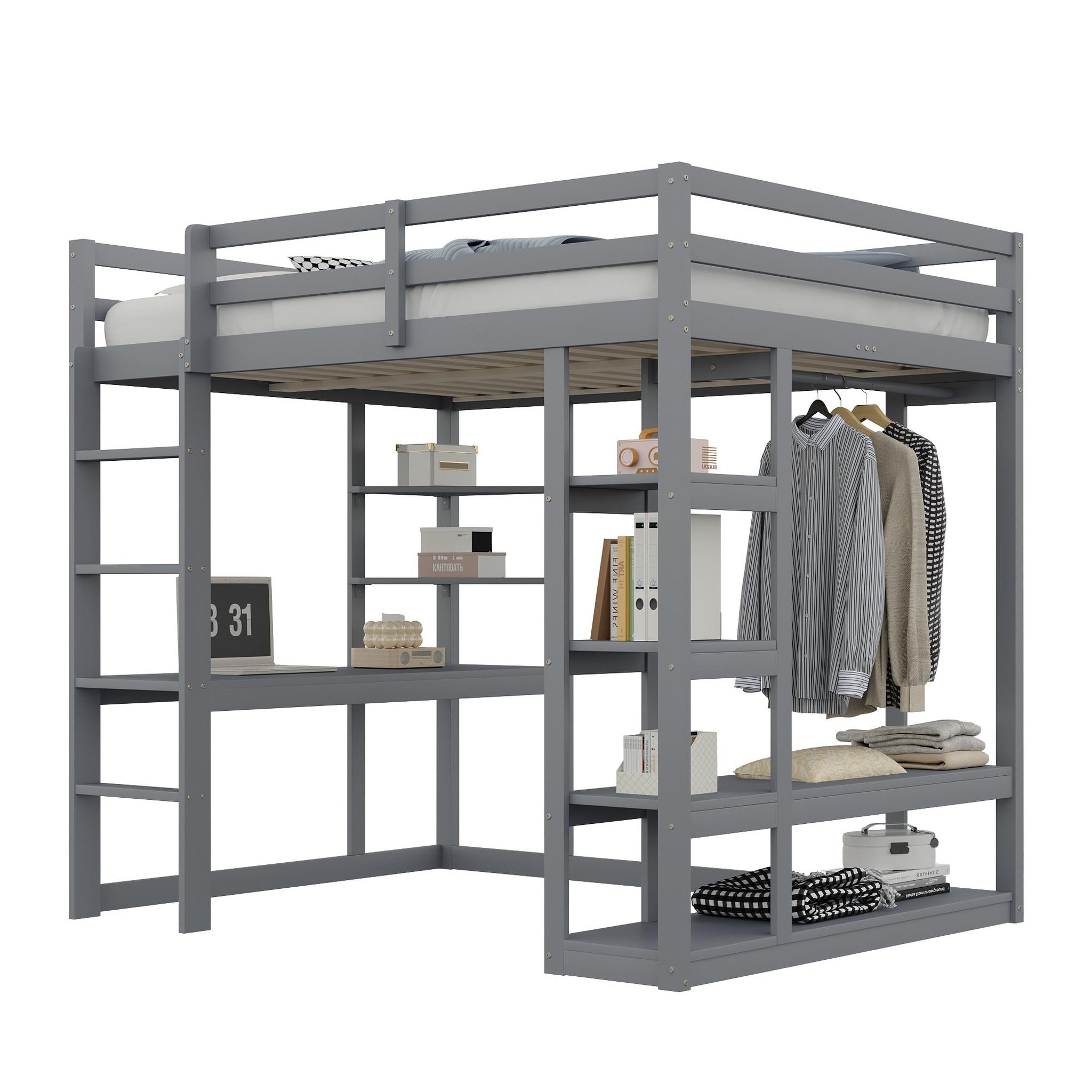 MERAX Lit mezzanine. Coloris disponibles : Gris