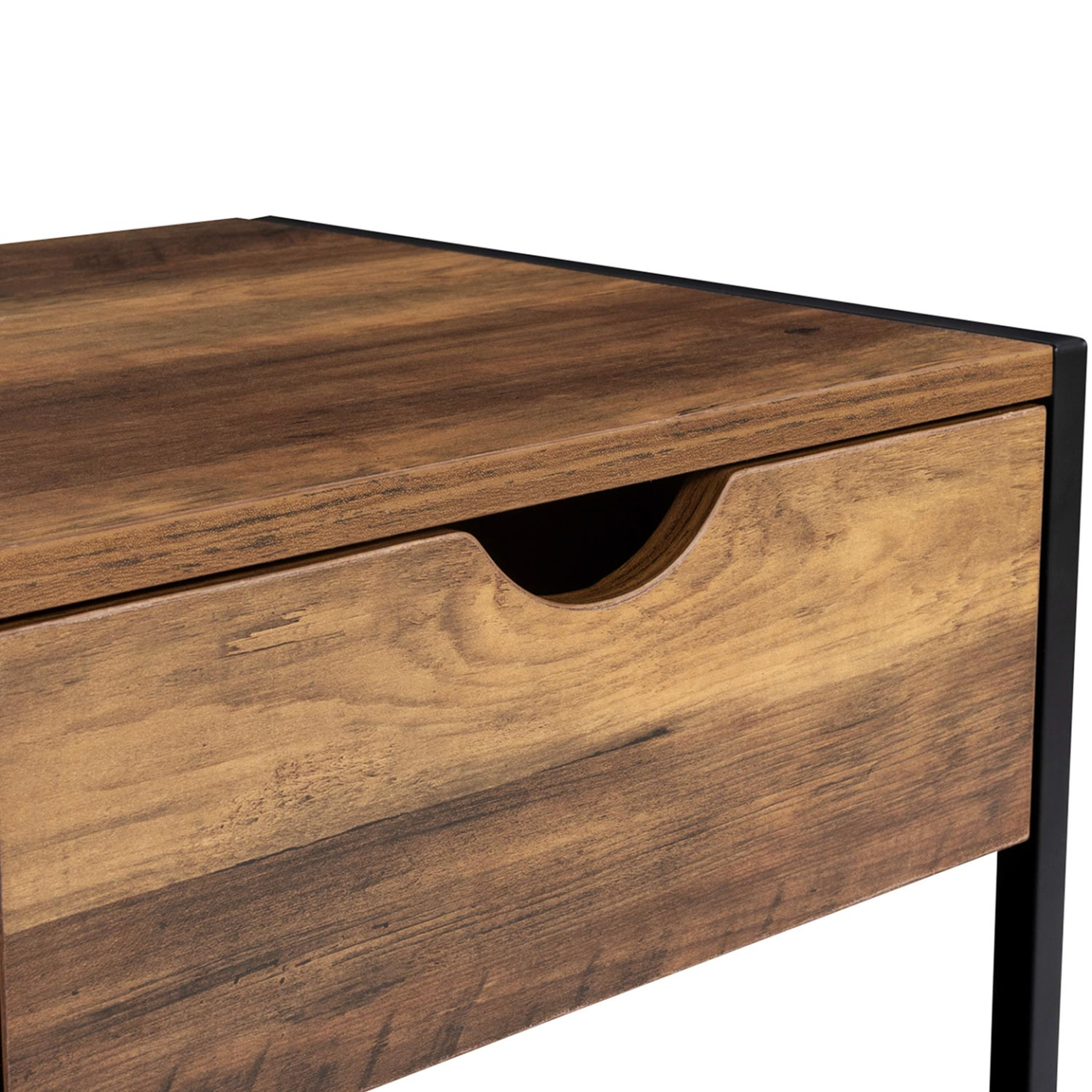 Voir la diapositive 6 : ID MARKET Lot de 2 tables de chevet hawkins 1 tiroir avec tablette bois foncé design industriel