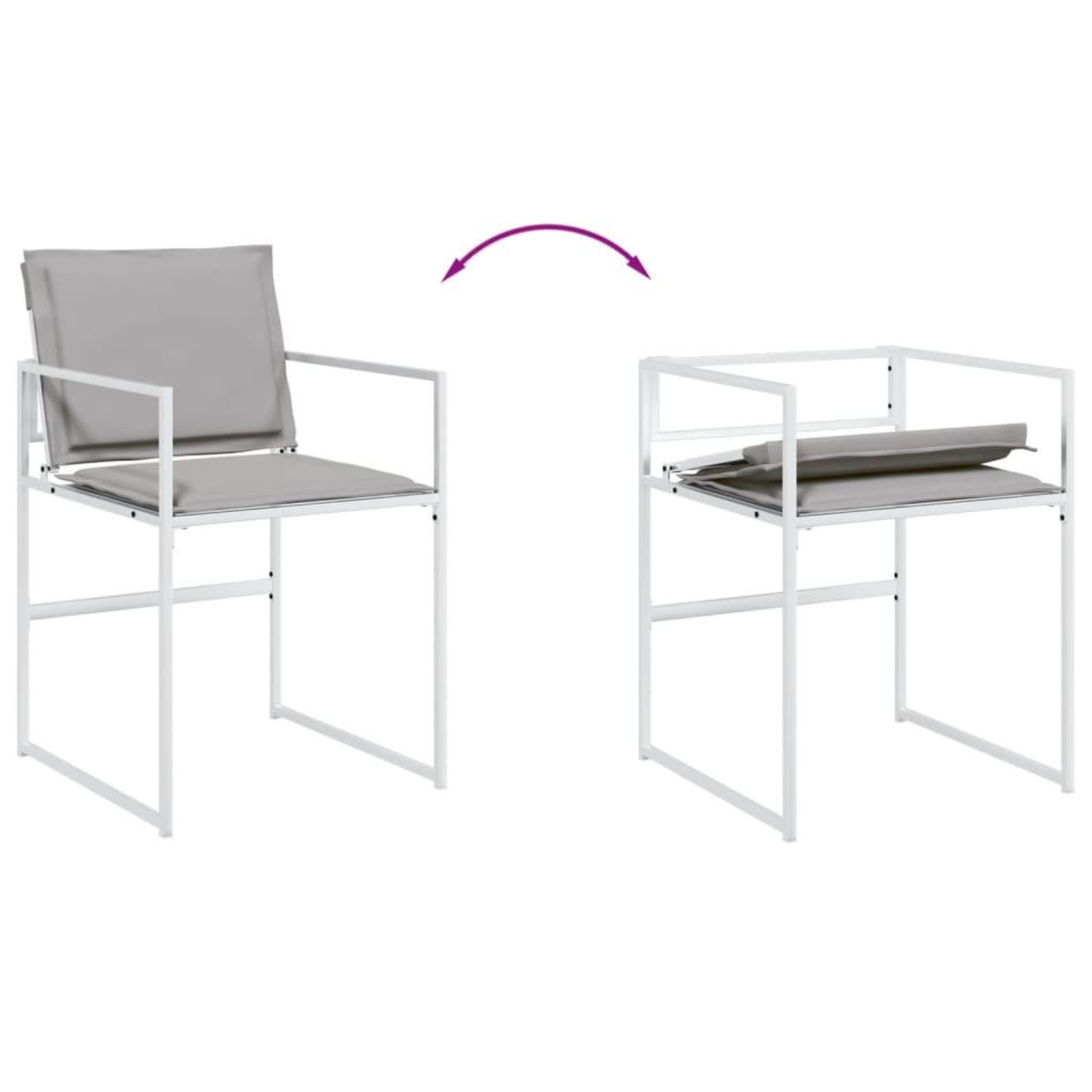 Voir la diapositive 5 : VIDAXL Ensemble a manger de jardin avec coussins 13pcs blanc textilene