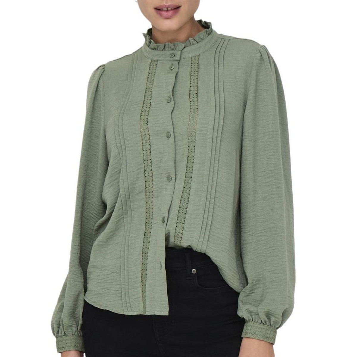 JACQUELINE DE YONG Chemise Kaki Femme JDY Lace Shirt