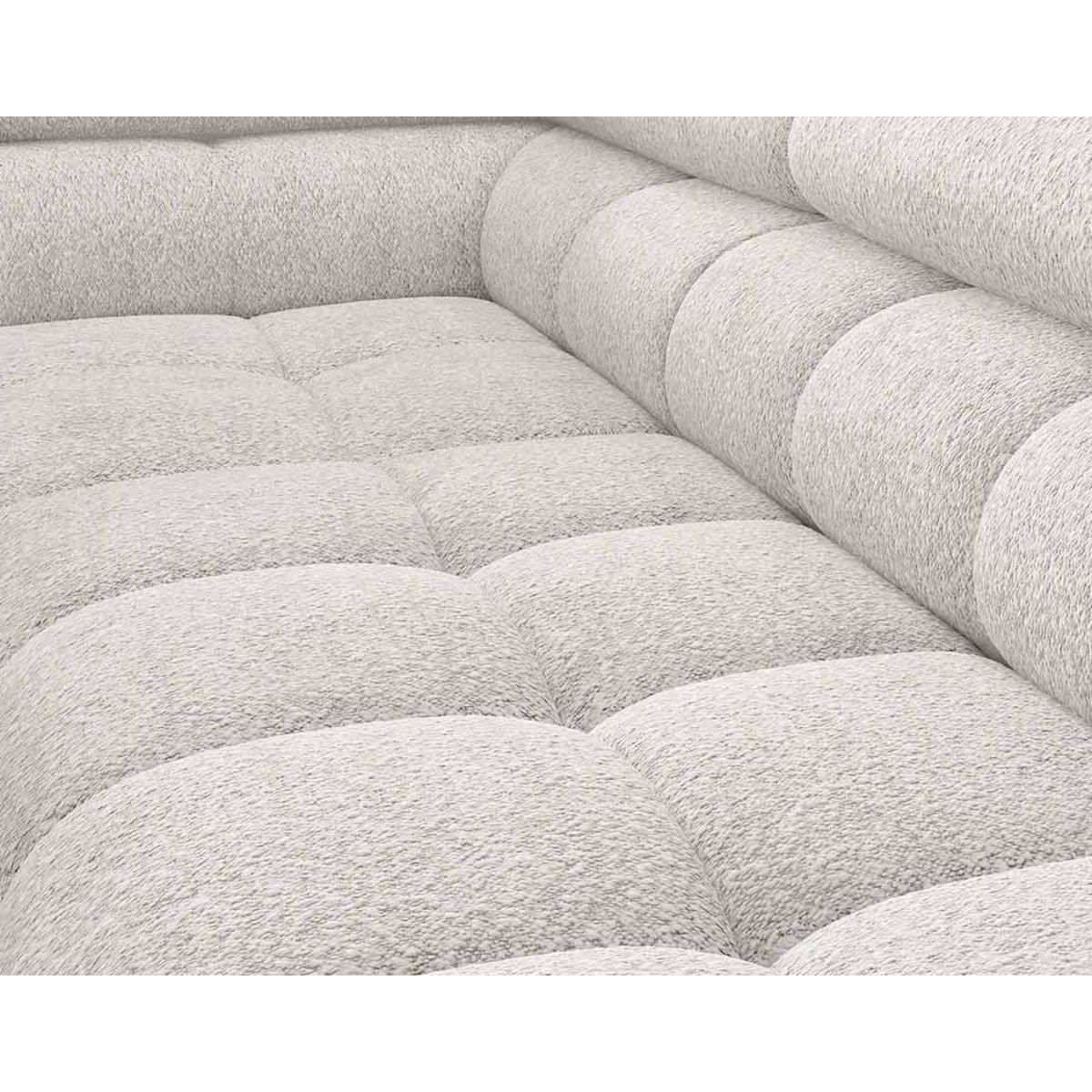 BEST MOBILIER Elisa - canapé d'angle gauche 5 places convertible avec coffre et têtières réglables en tissu bouclette