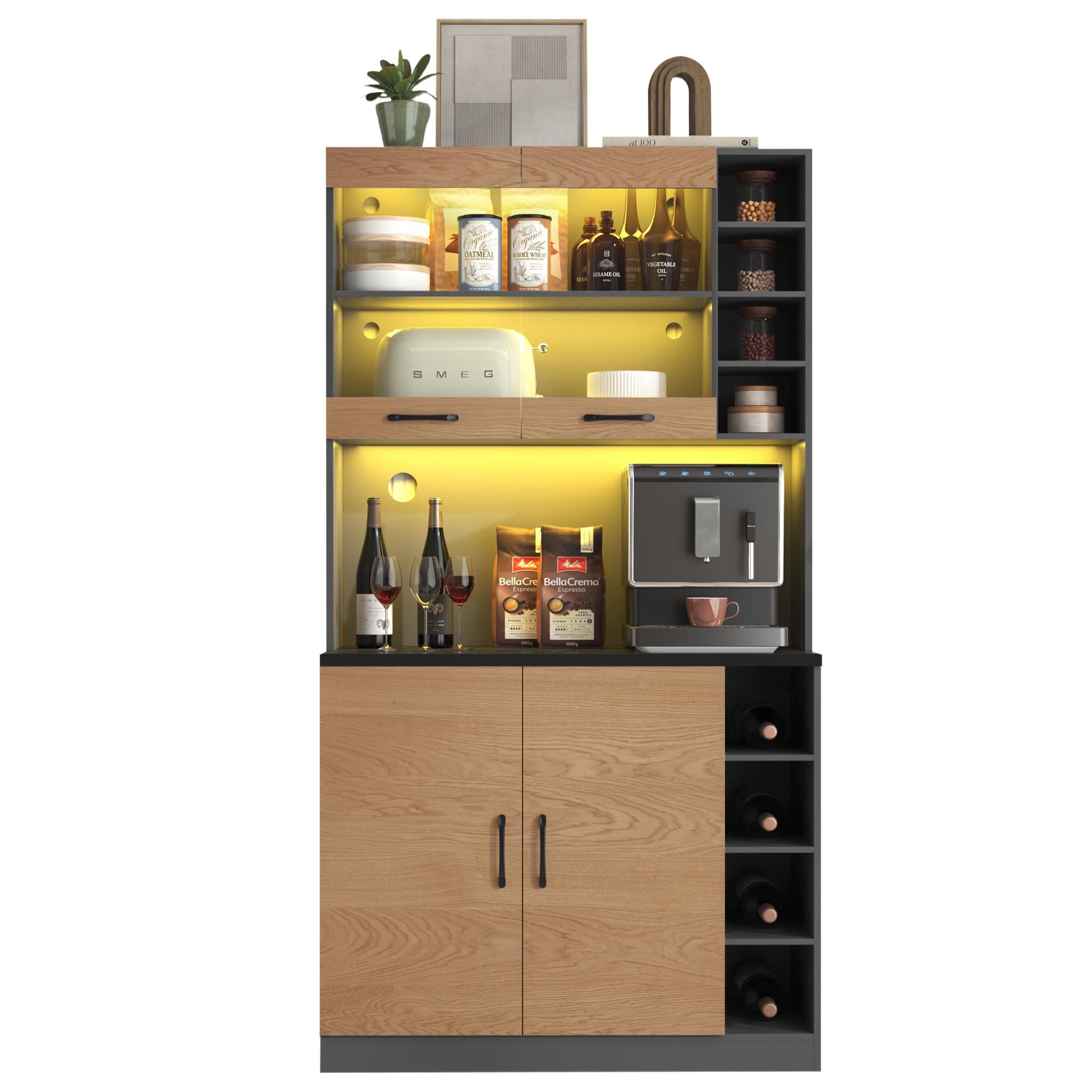 Voir la diapositive 1 : MERAX Buffet de cuisine 4 portes 0 tiroirs