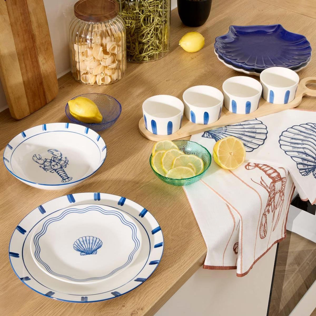 SECRET DE GOURMET Lot de 6 Assiettes à Dessert  Océania  19cm Bleu