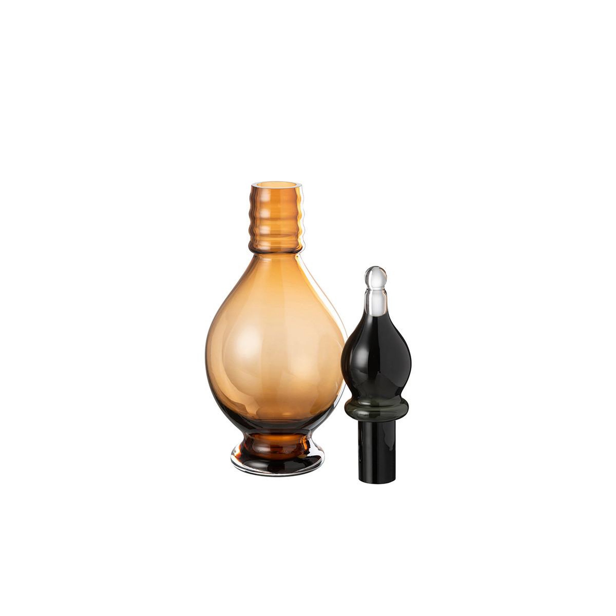Voir la diapositive 2 : J-LINE Vase bouchon fiole en verre  jo  40cm marron