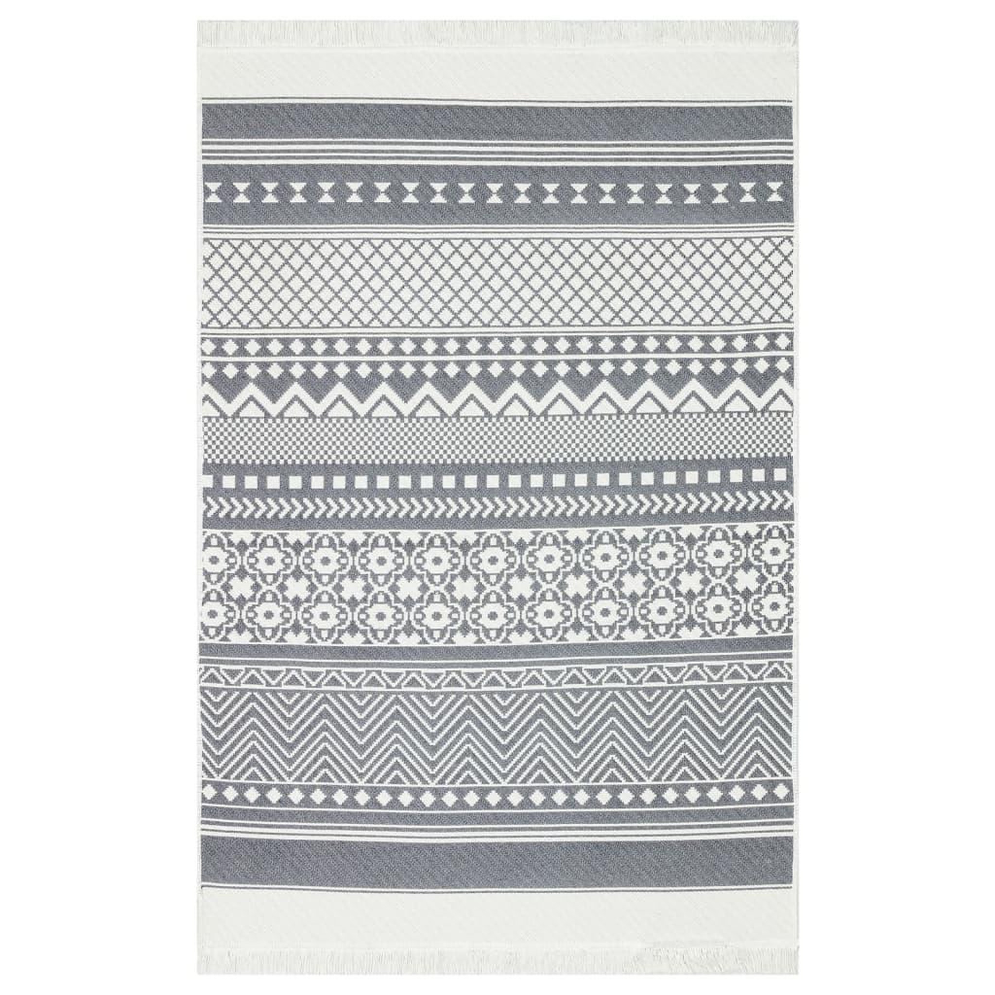Voir la diapositive 2 : VIDAXL Tapis Gris et blanc 160x230 cm Coton