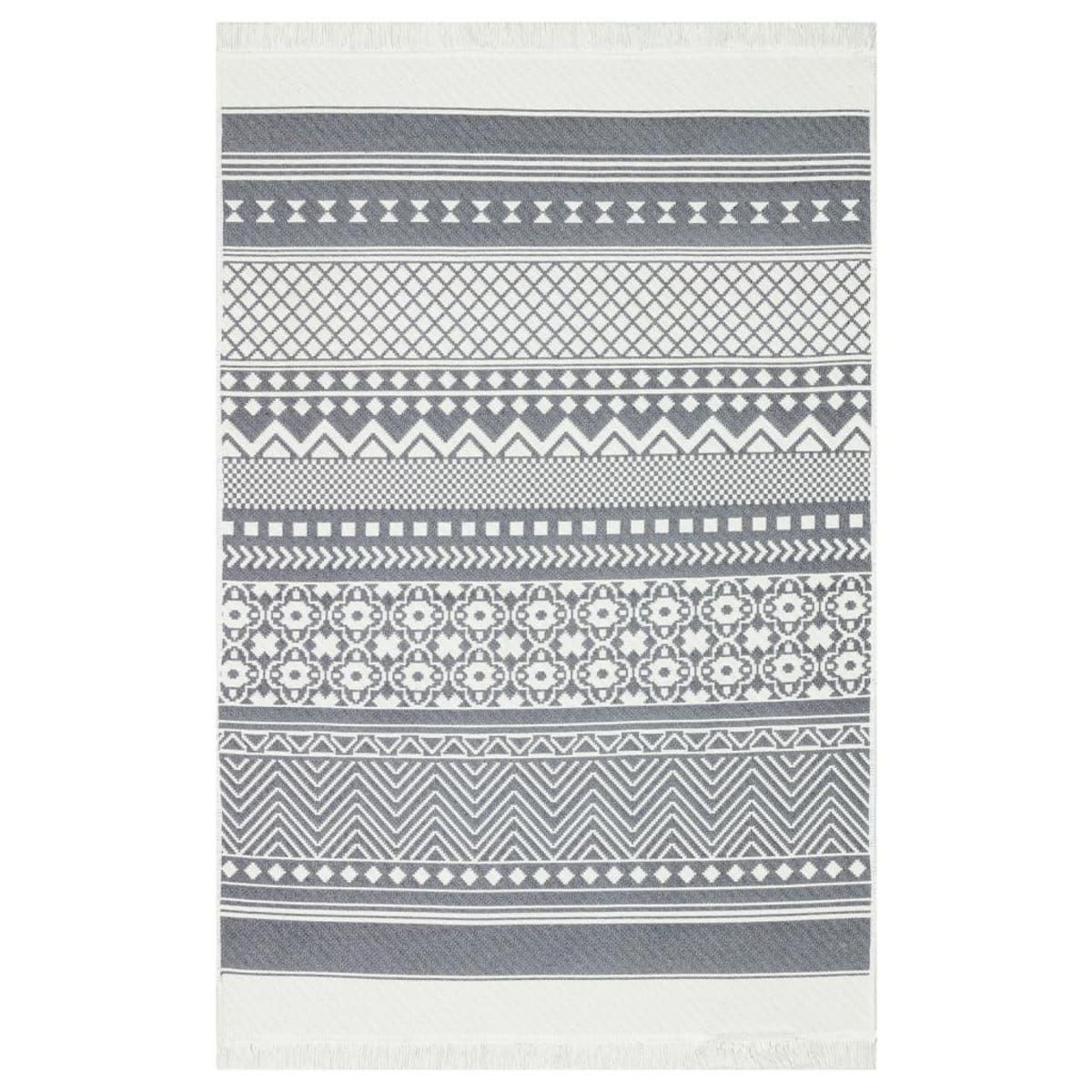 VIDAXL Tapis Gris et blanc 160x230 cm Coton