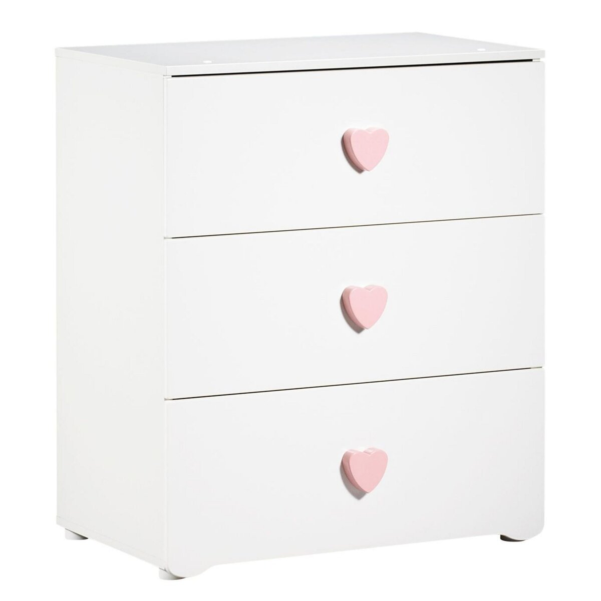 BABY PRICE Commode à langer 3 tiroirs NEW BASIC Boutons C&oelig;ur Rose