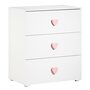 Voir la diapositive 2 : BABY PRICE Commode à langer 3 tiroirs NEW BASIC Boutons C&oelig;ur Rose