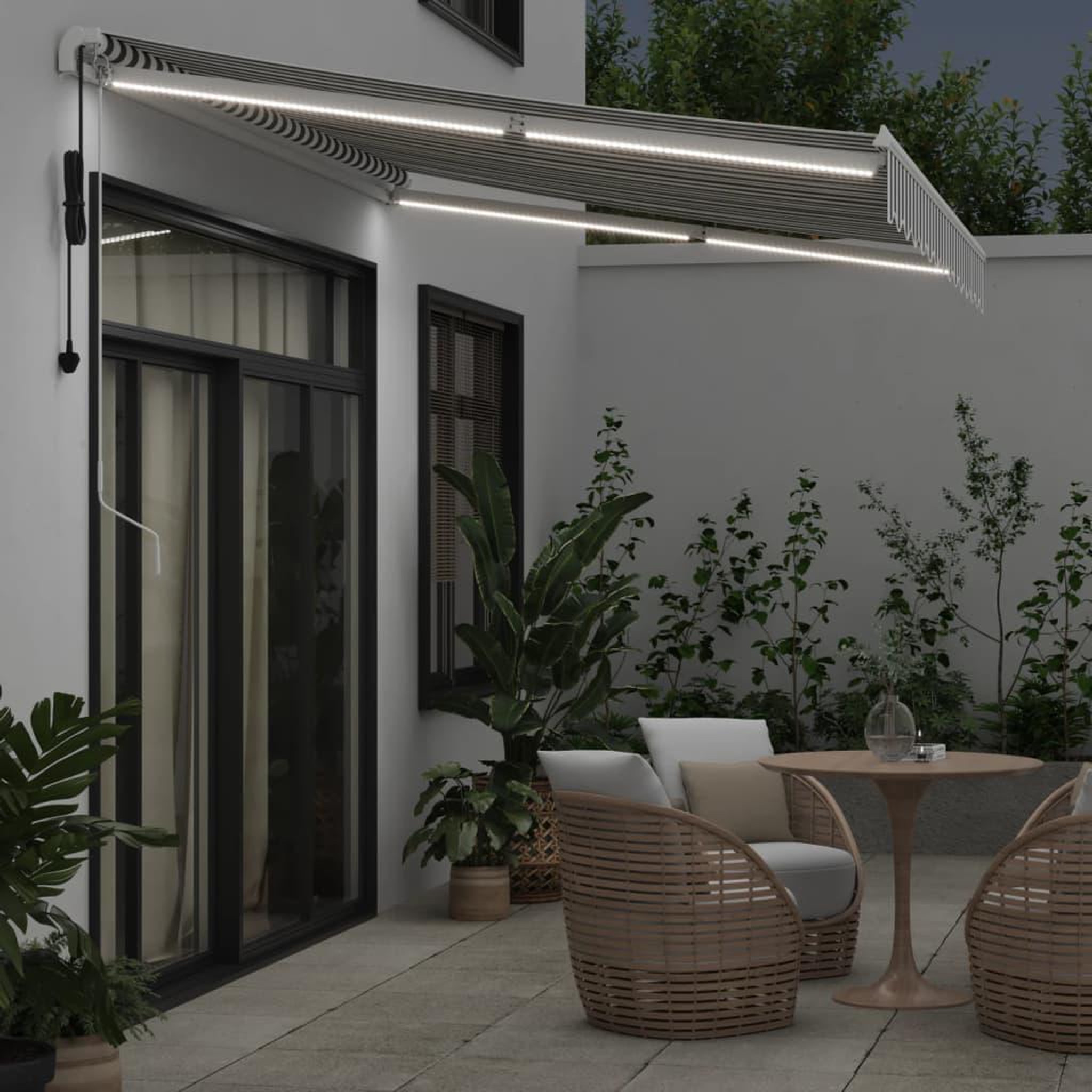 Voir la diapositive 3 : VIDAXL Auvent retractable automatique avec LED anthracite et blanc