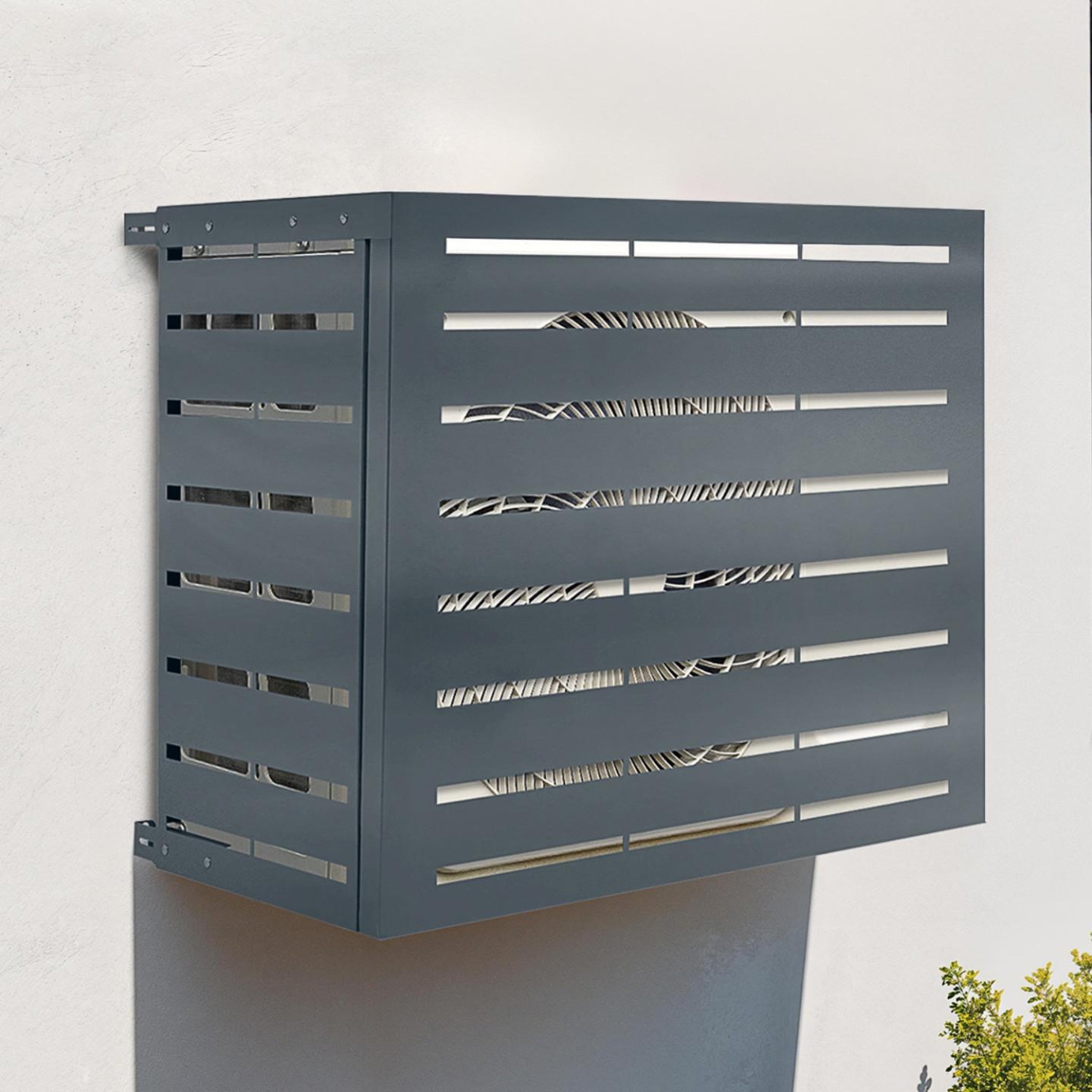 Voir la diapositive 2 : ID MARKET Cache climatiseur 95 x 50 x 80 cm métal gris anthracite protection unité extérieure pour pompe à chaleur