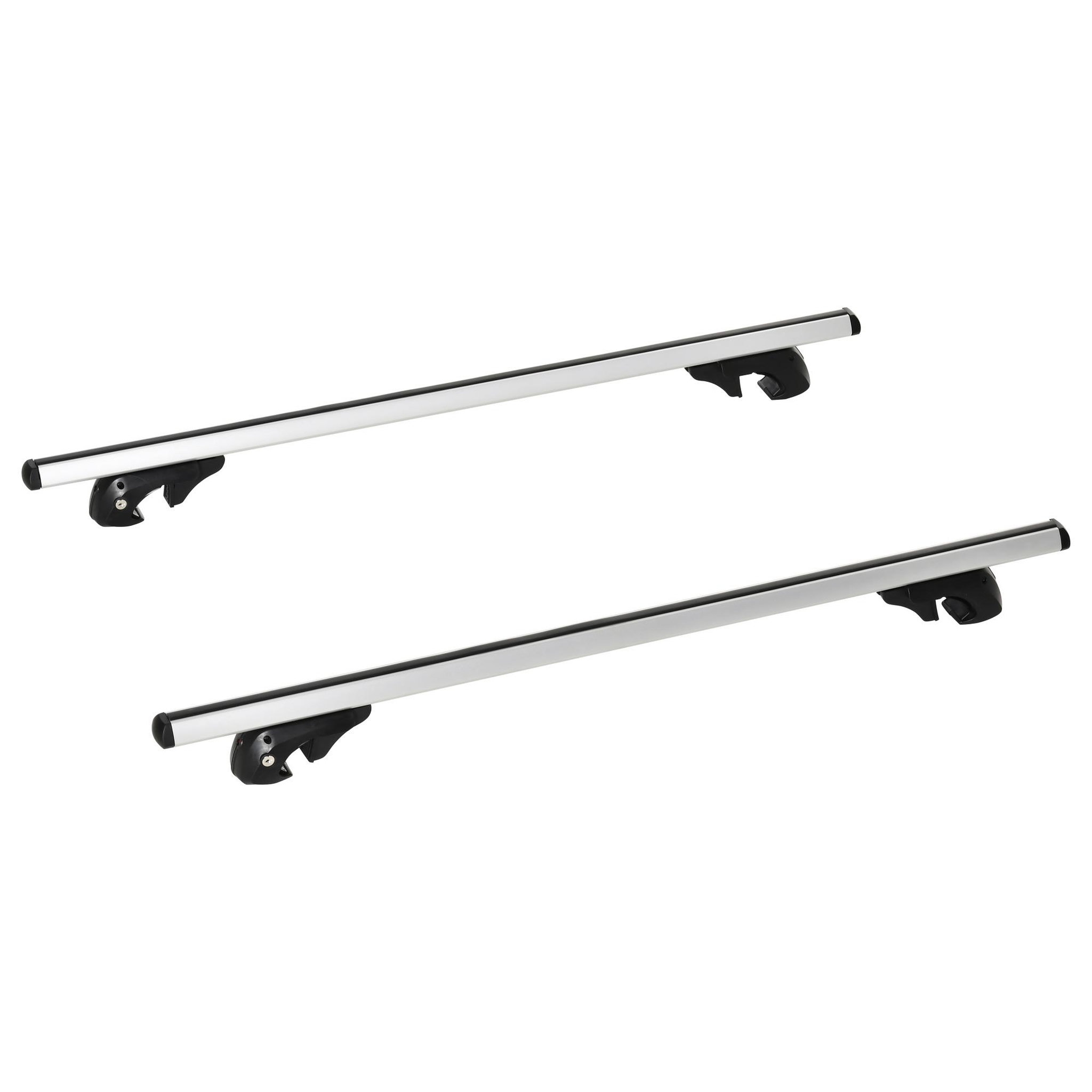 HOMCOM Barres de toit de voiture verrouillables 2 clés fournies dim. 135L x 5,5l x 7H cm aluminium noir