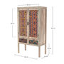 Voir la diapositive 4 : MAISON PAVANE Armoire 2 portes 2 tiroirs en manguier et cannage coloré-Massaï