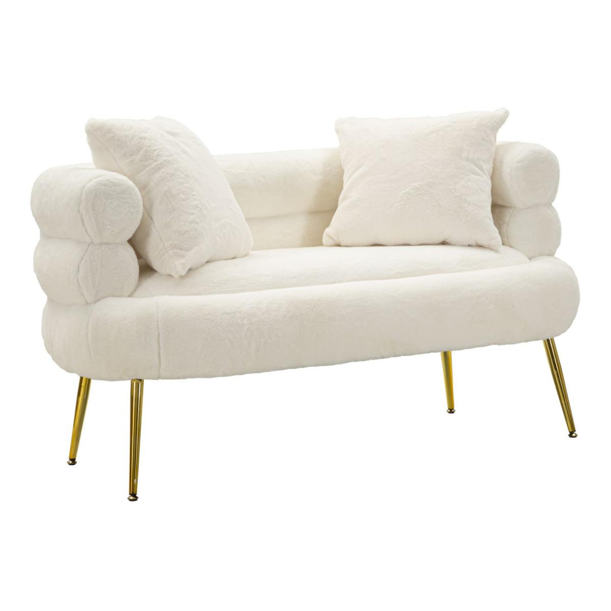 Paris Prix Canapé 2 places imitation fourrure  soffy+  133cm blanc & or