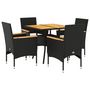 Voir la diapositive 2 : VIDAXL Ensemble a manger de jardin et coussins 5 pcs noir rotin acacia