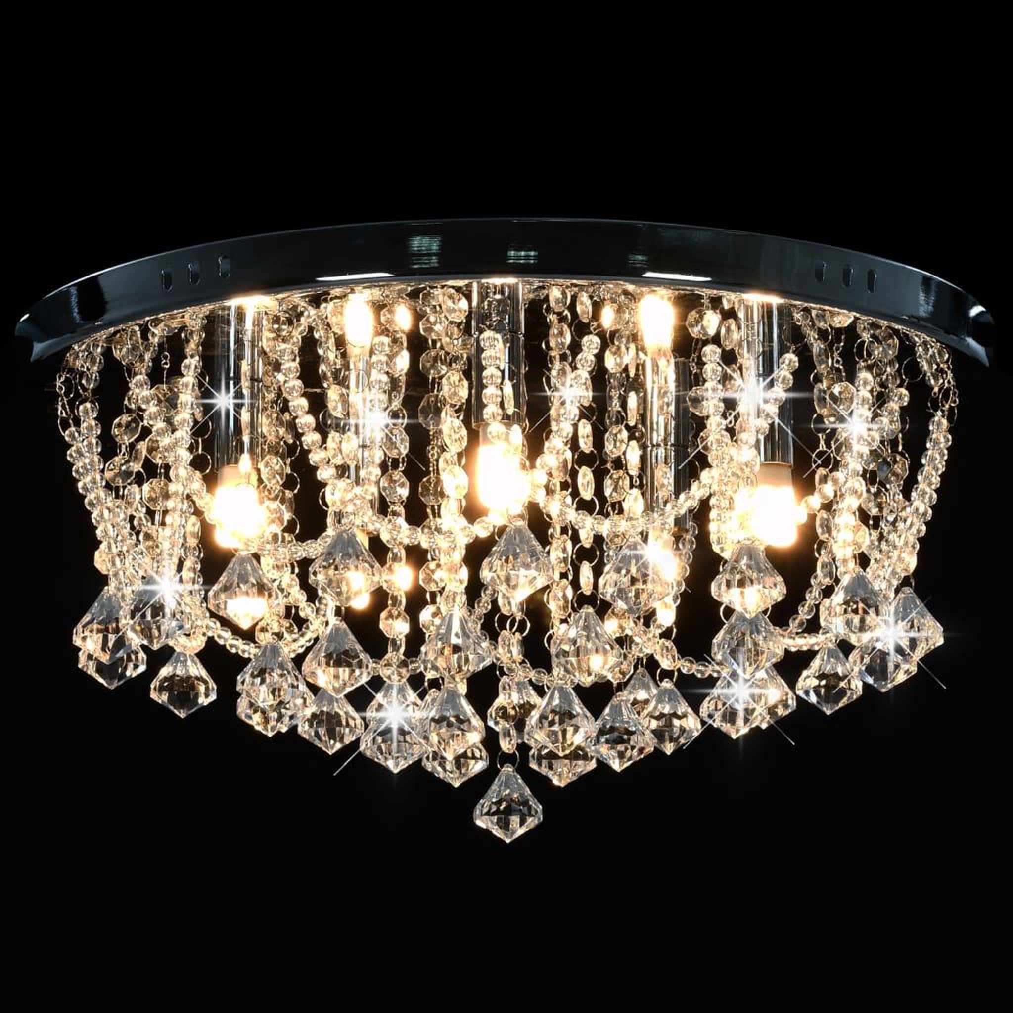 Voir la diapositive 5 : VIDAXL Plafonnier avec perles de cristal Argente Rond 4 ampoules G9