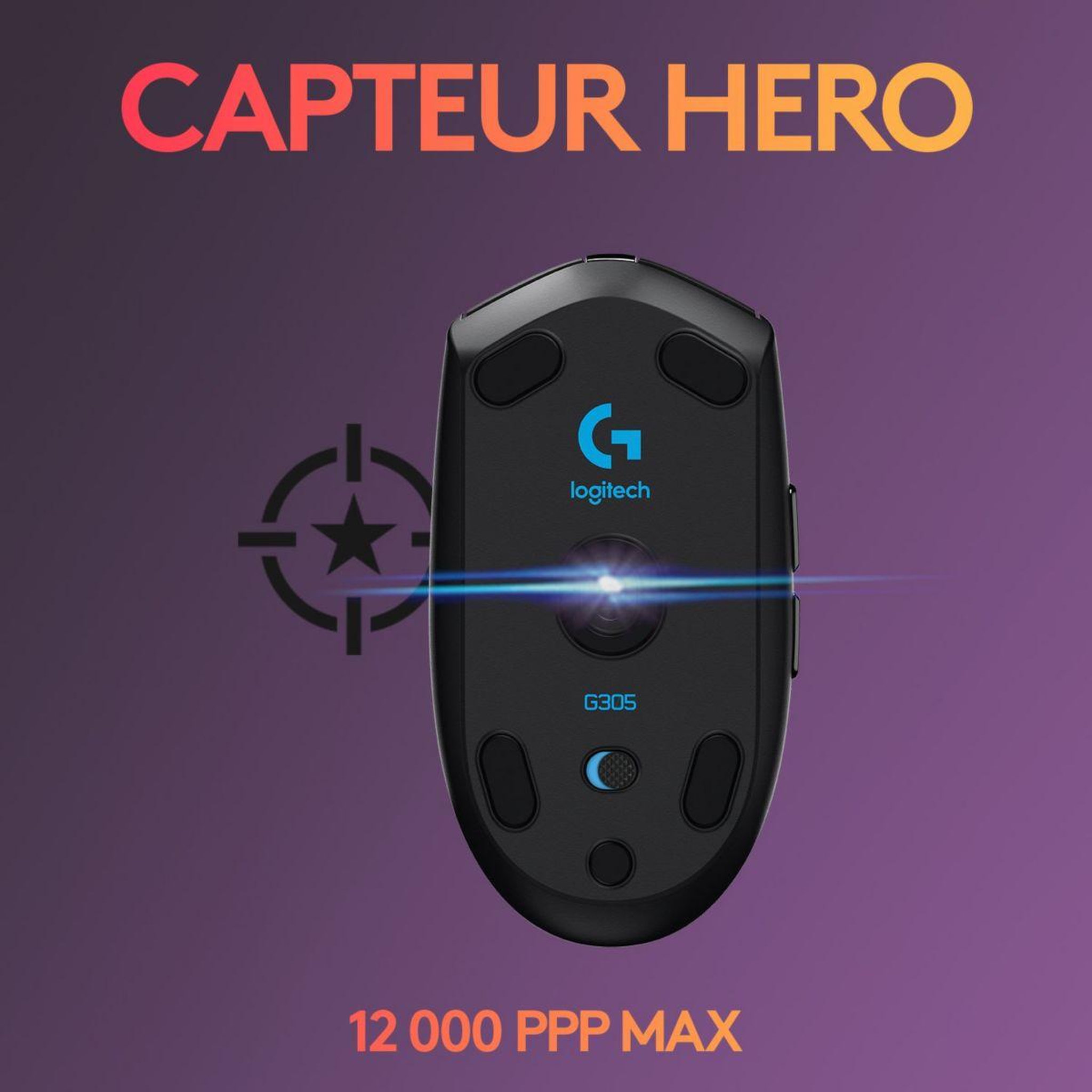 Voir la diapositive 2 : Logitech Souris gamer sans fil g305 black ewr2