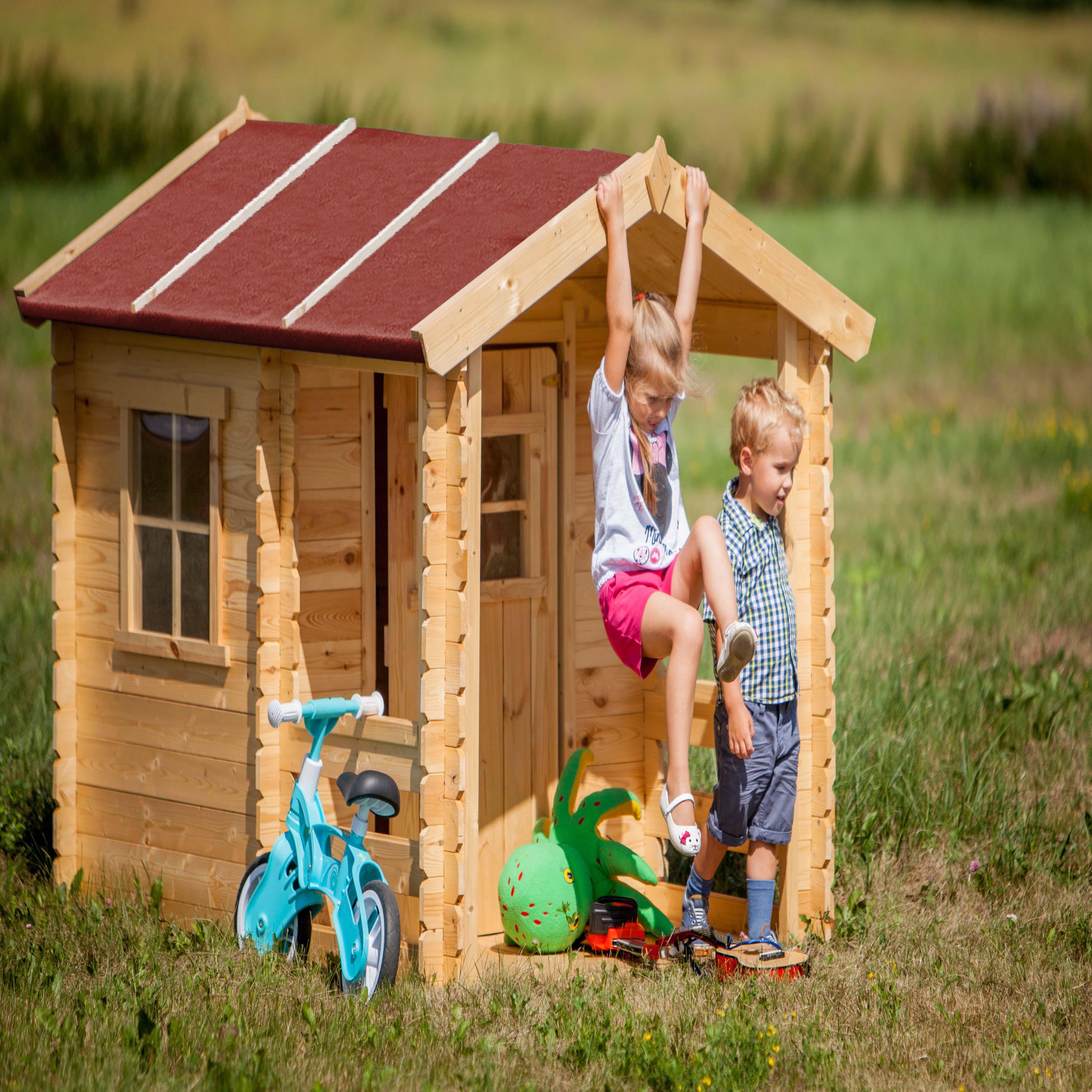 Voir la diapositive 4 : TIMBELA Maison en bois pour enfants - maison de jeux pour l'extérieur 182x146xh145cm/1.1m2 m501a