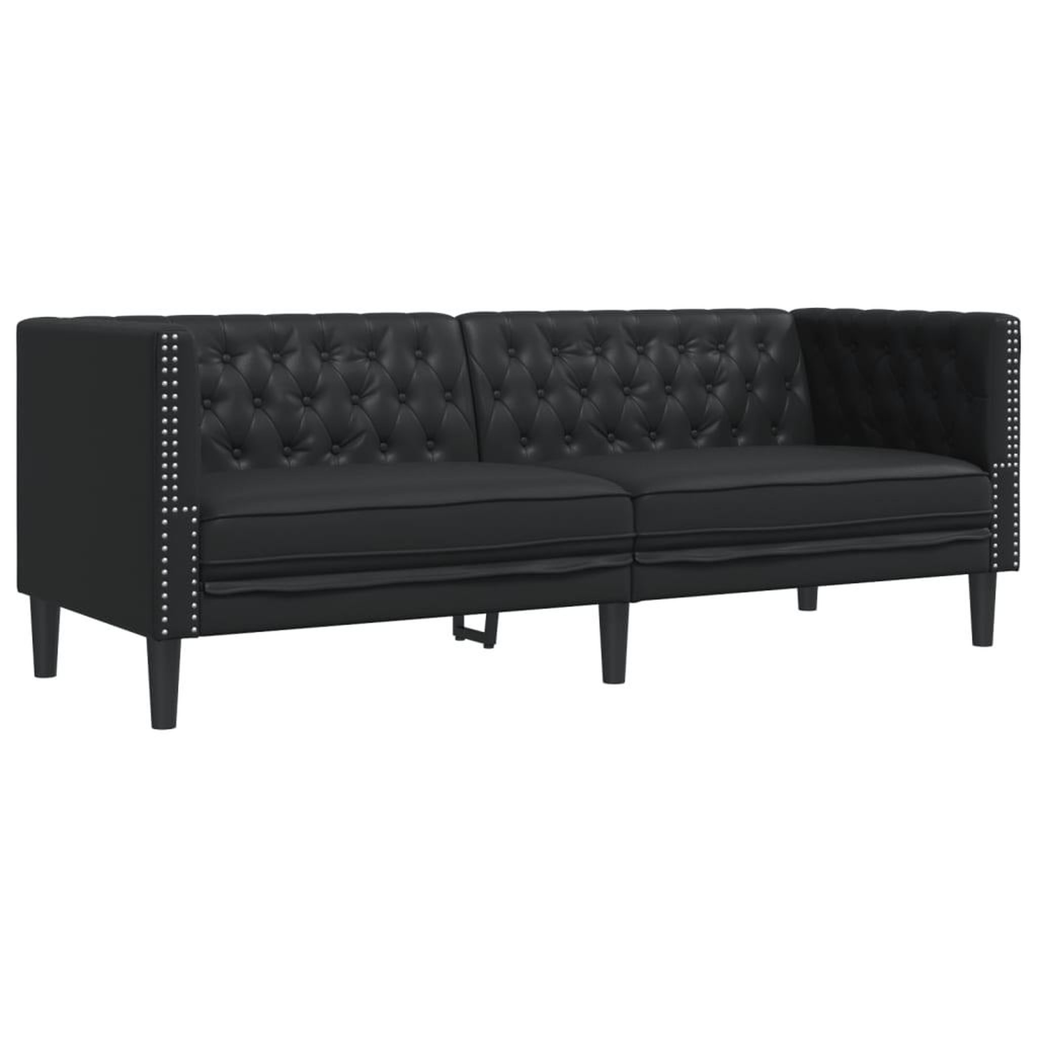 Voir la diapositive 2 : VIDAXL Canape a 3 places Chesterfield noir similicuir