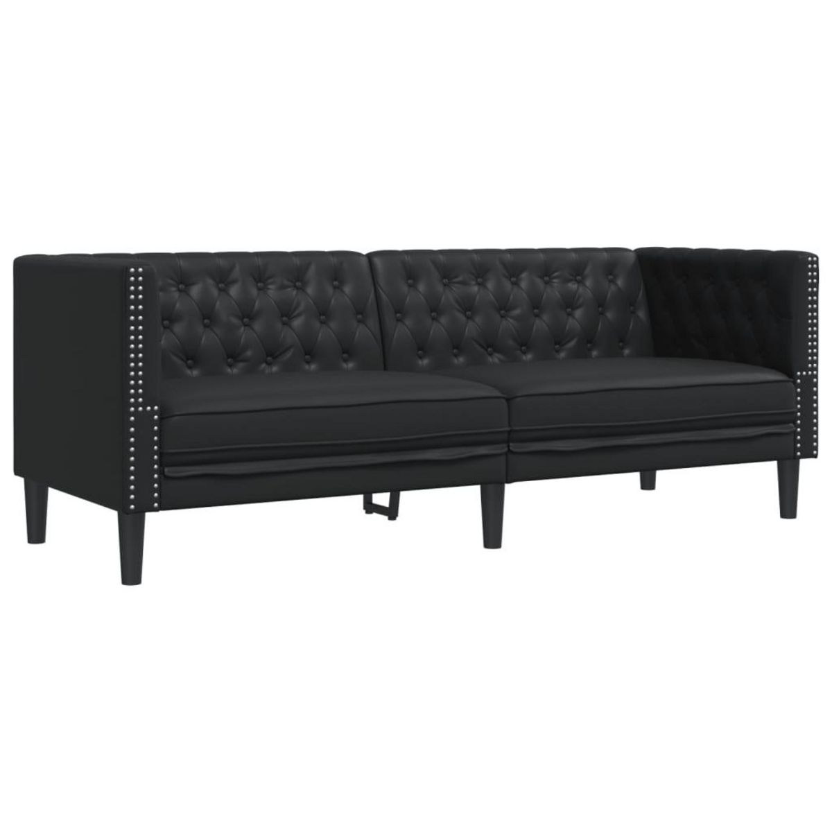 VIDAXL Canape a 3 places Chesterfield noir similicuir