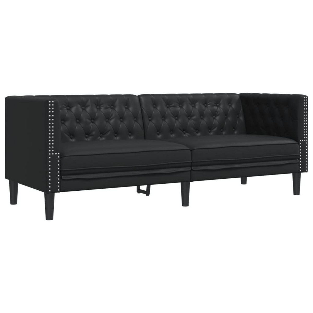 VIDAXL Canape a 3 places Chesterfield noir similicuir
