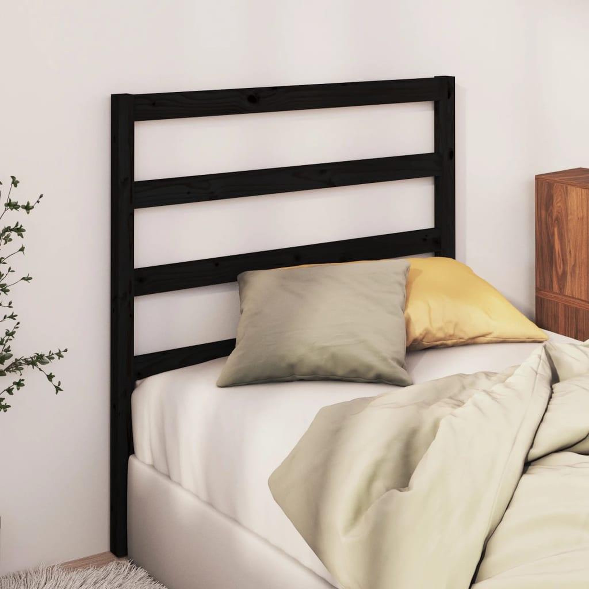 Voir la diapositive 3 : VIDAXL Tete de lit Noir 95x4x100 cm Bois massif de pin