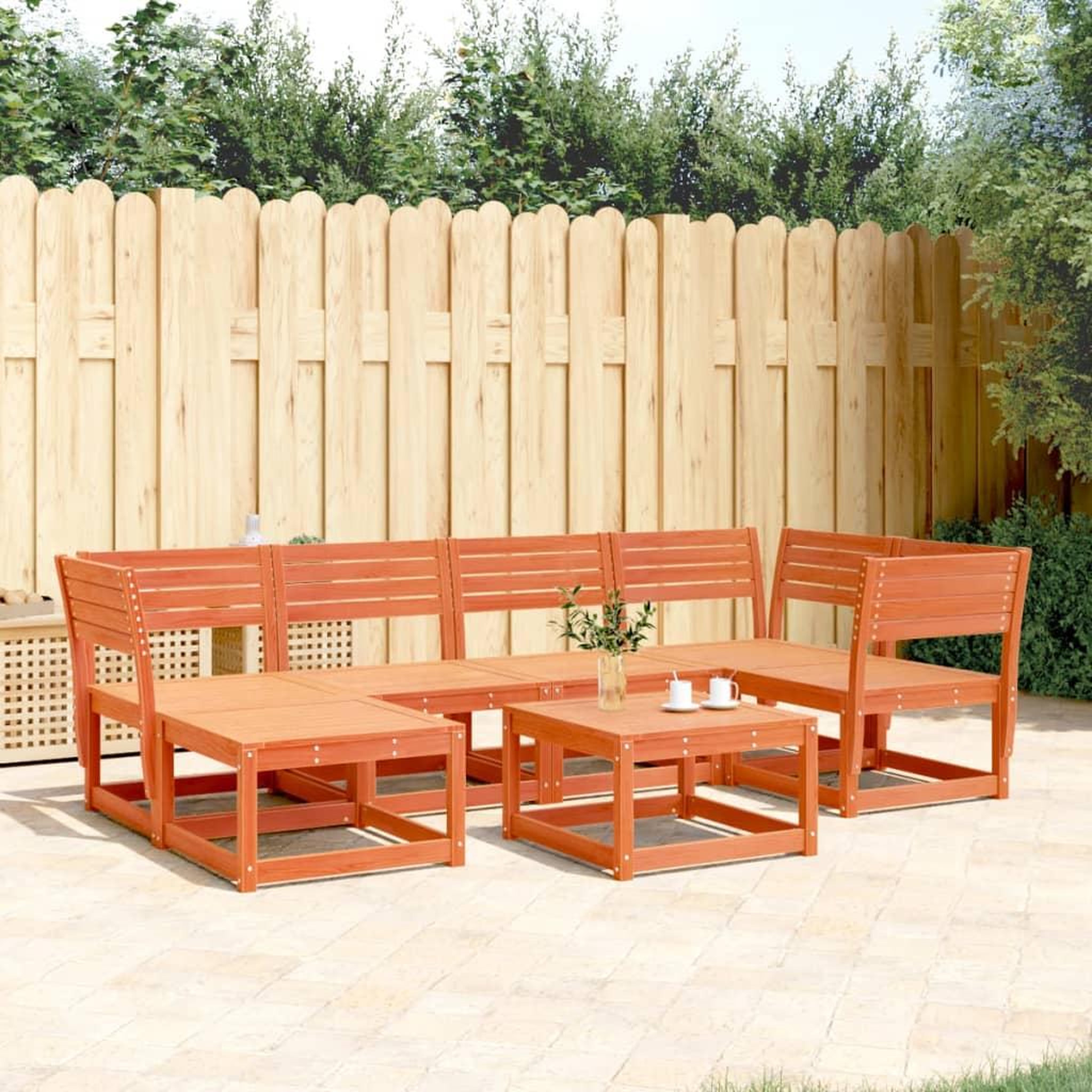 VIDAXL Salon de jardin 6 pcs cire marron bois de pin massif