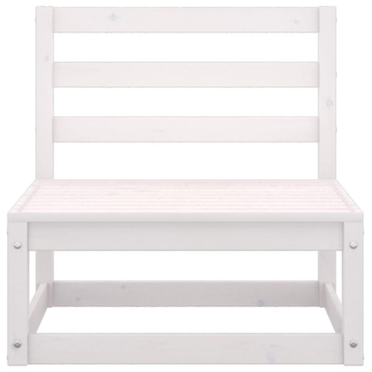 VIDAXL Canape a 4 places de jardin Blanc Bois de pin solide