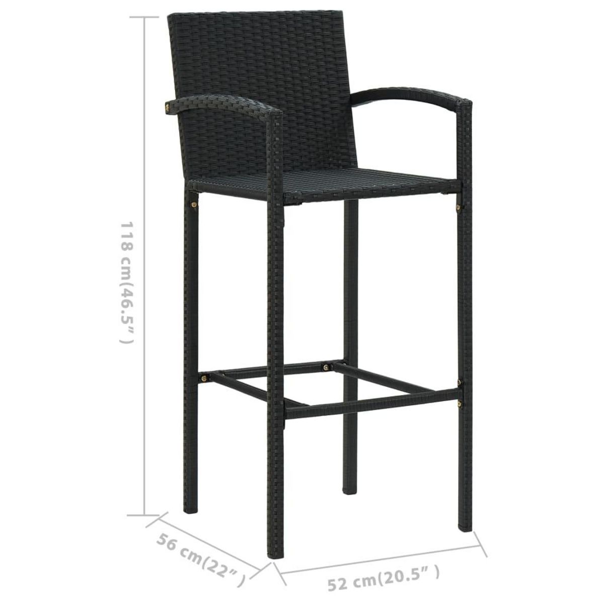 VIDAXL Ensemble de bar de jardin 5 pcs Noir