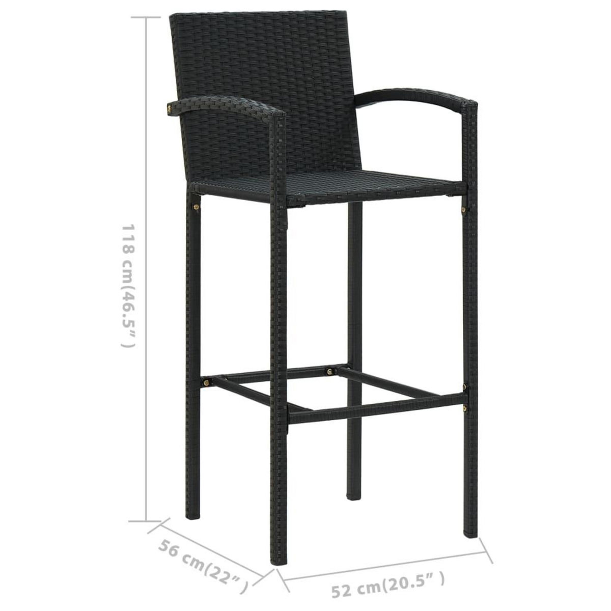 VIDAXL Ensemble de bar de jardin 5 pcs Noir