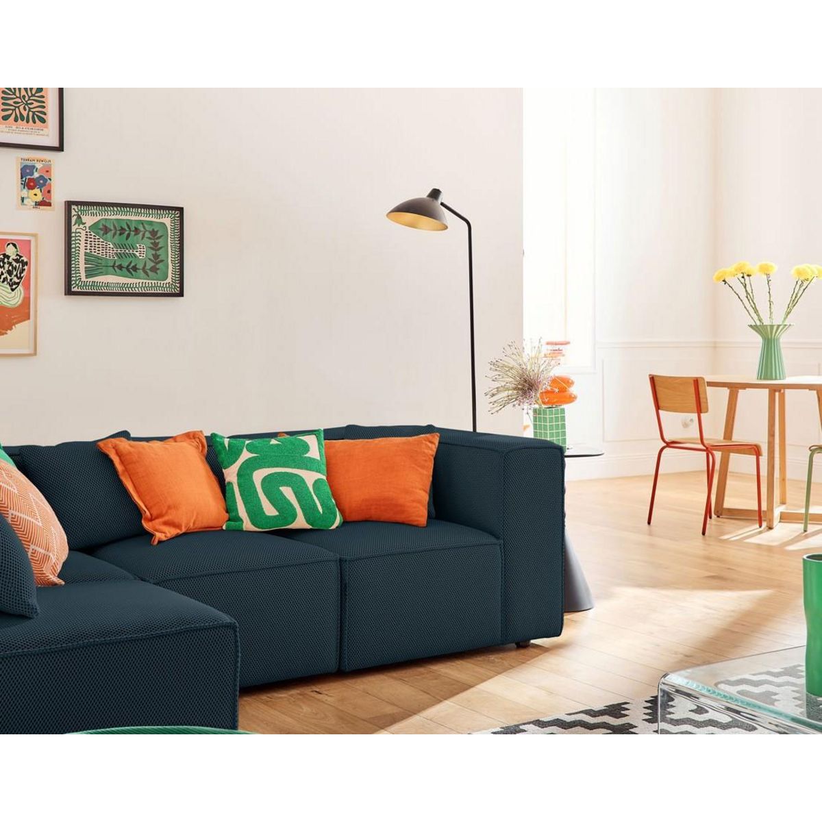 LISA DESIGN Arty - canapé modulable d'angle gauche 5 places - en tissu mailles 3d