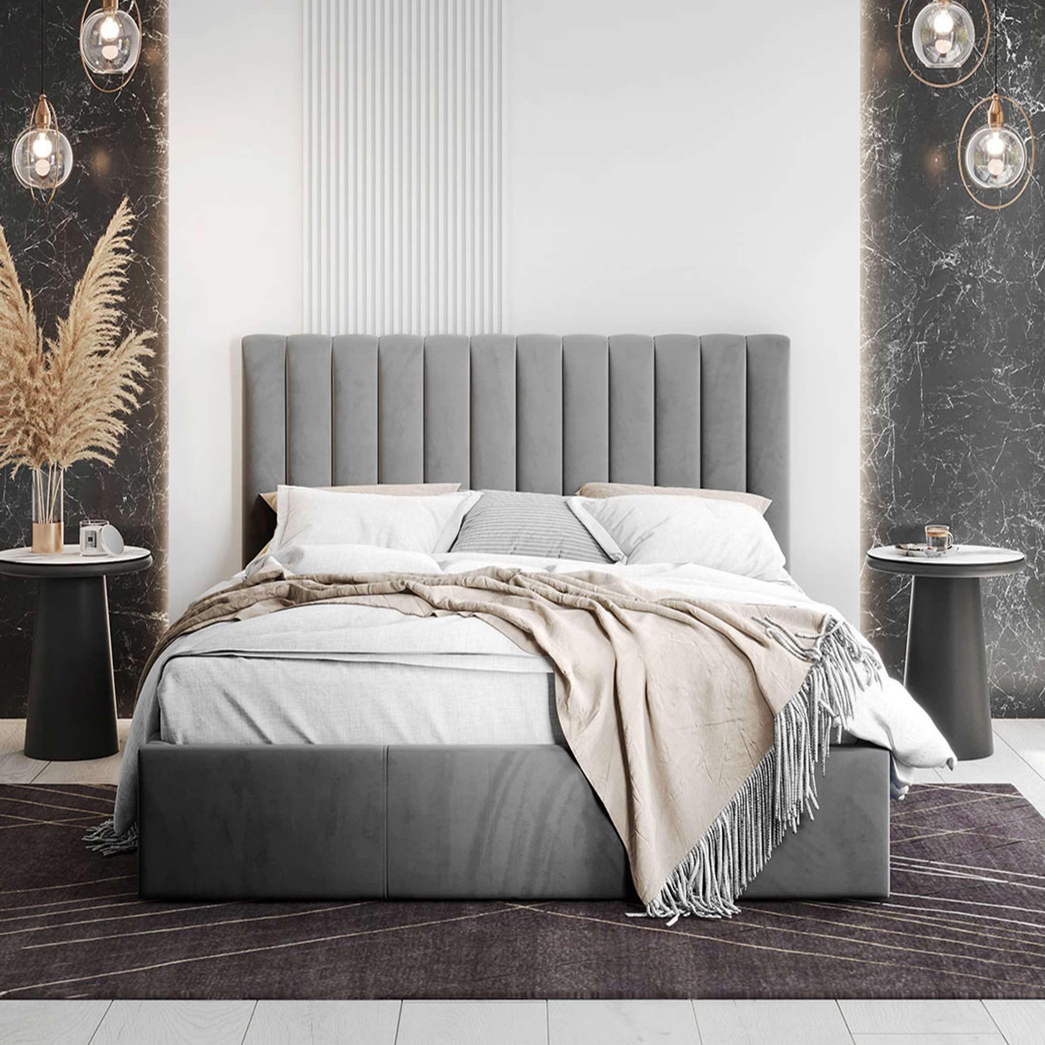 Voir la diapositive 5 : BEST MOBILIER Rosario - lit coffre - 180x200 - sommier inclus - en velours