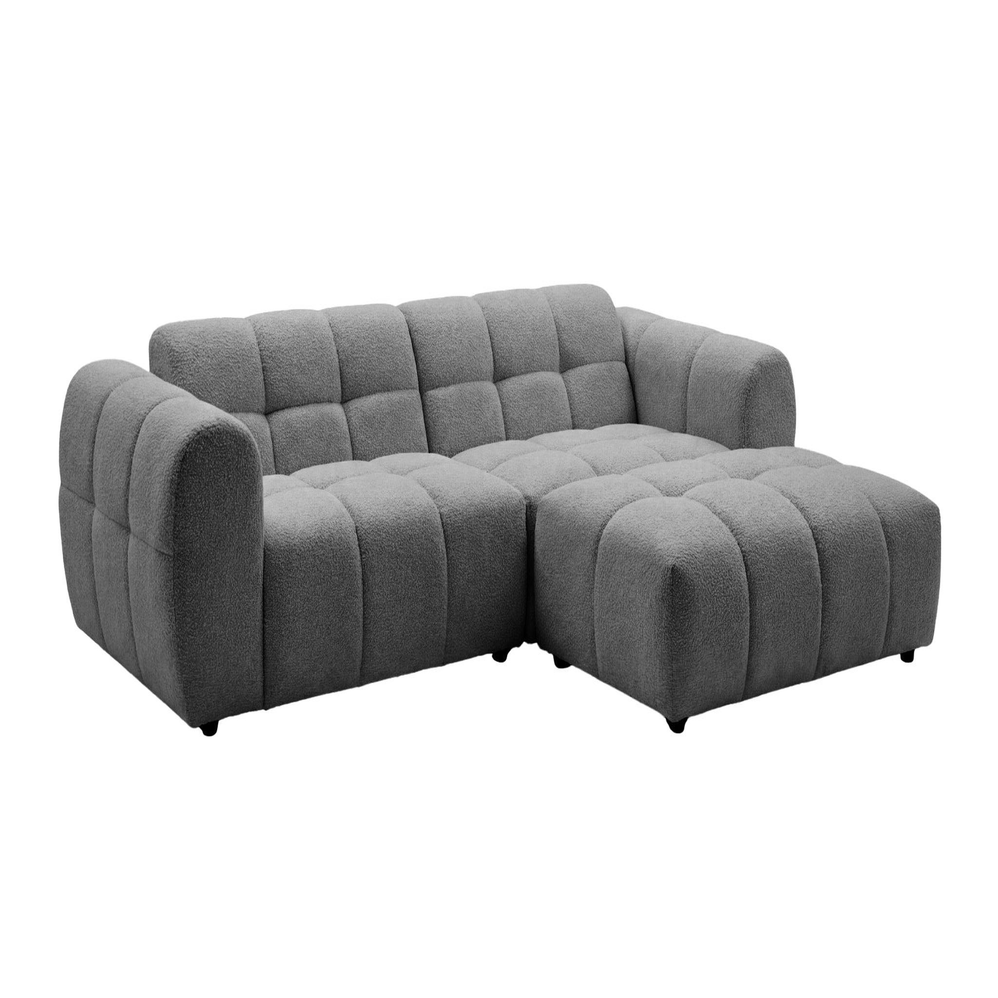 Voir la diapositive 1 : CASANOVA PARIS Alexia mini - canapé d'angle tissu bouclette 3 places