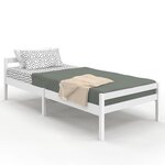 ID MARKET Lit simple HARPER 90 x 190 cm avec sommier bois blanc
