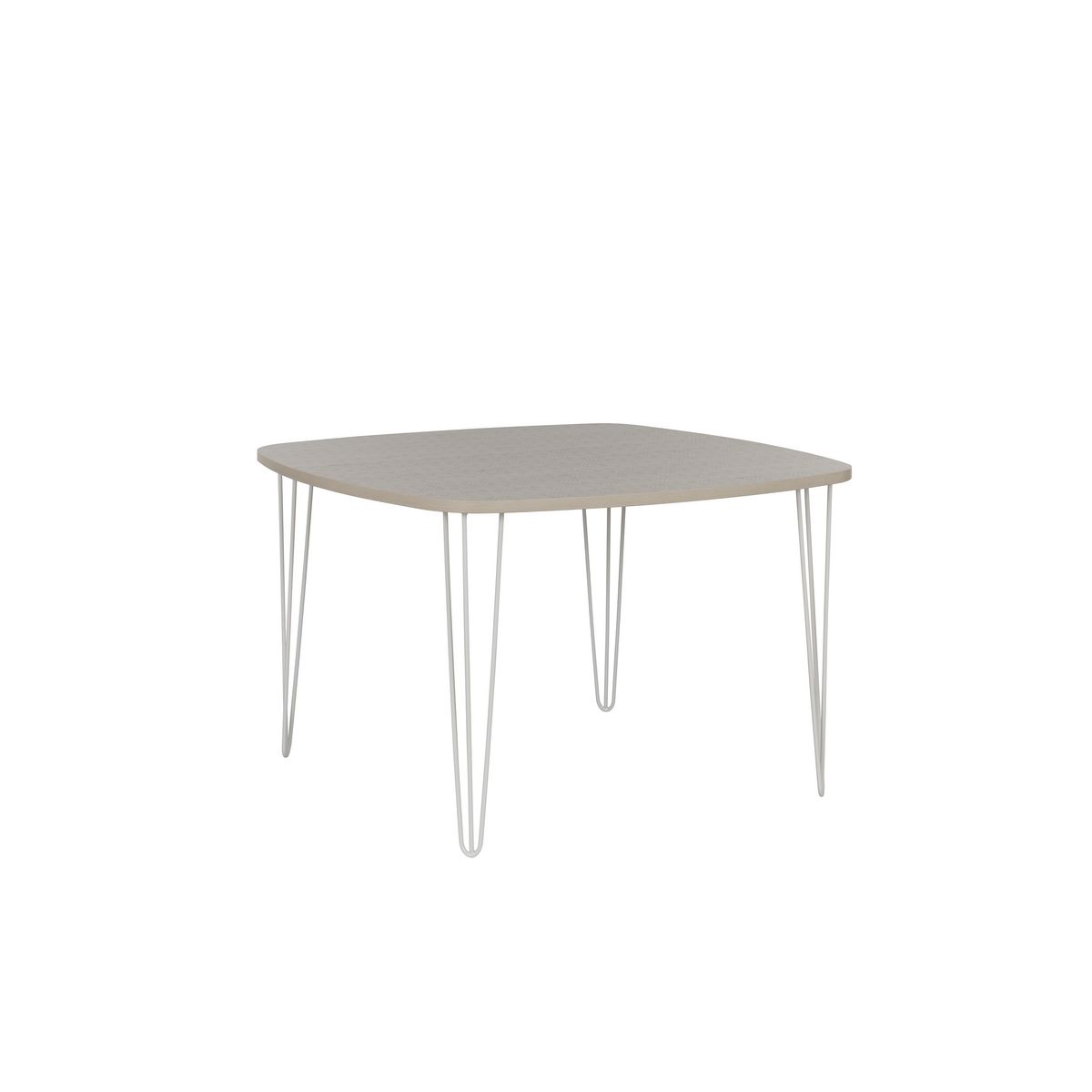 Table de séjour carrée pieds fil métal blanc L115cm GIN 