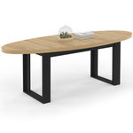 ID MARKET Table à manger PHOENIX 8 personnes ovale 200 cm bois et noir