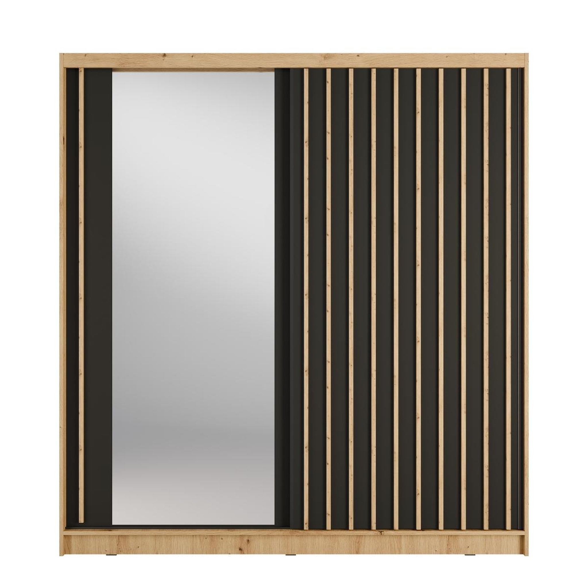 Voir la diapositive 4 : JLC KREATION Armoire coulissante industrielle bois et noir 205cm celia