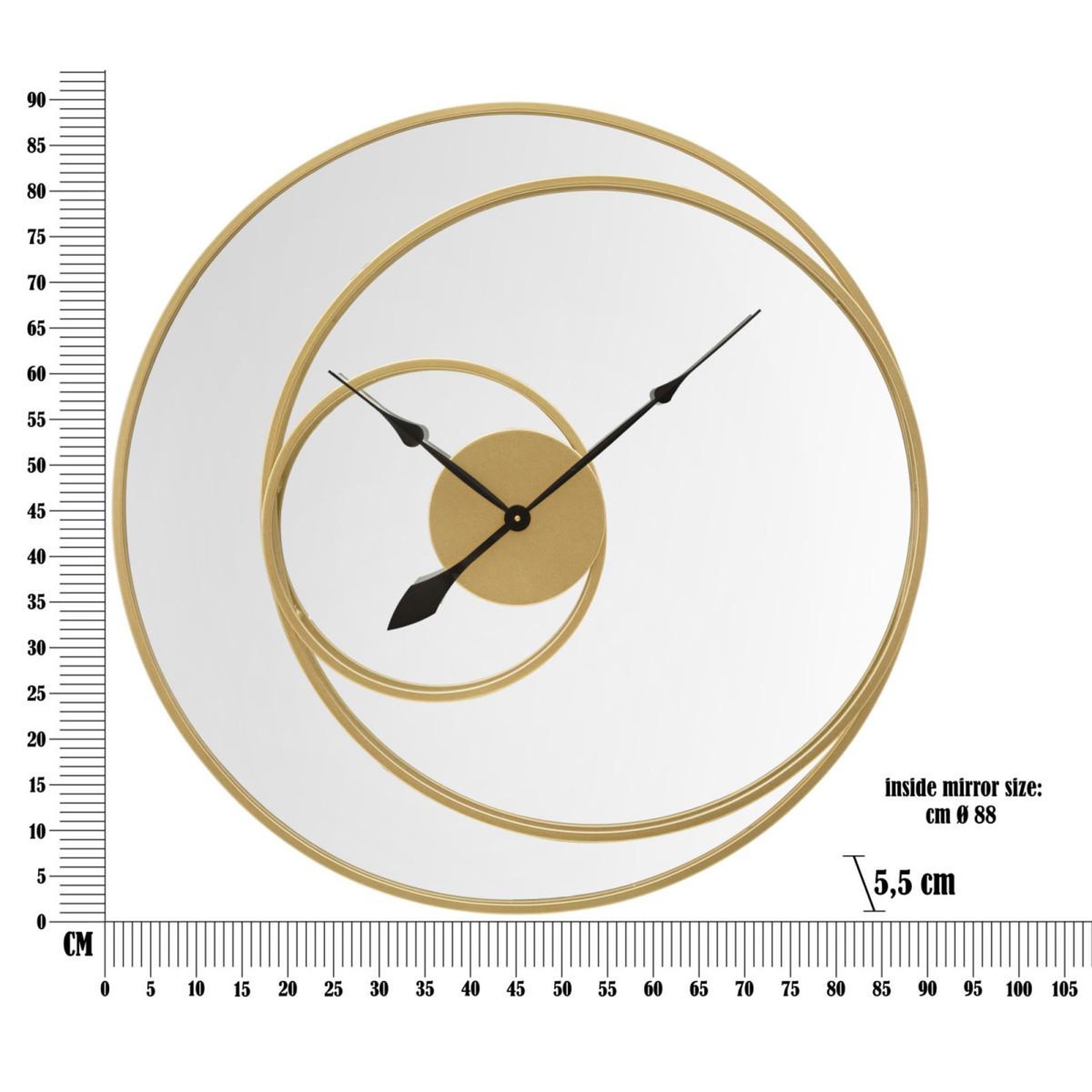 Voir la diapositive 6 : Paris Prix Horloge murale miroir  clock  90cm or