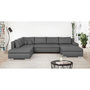 Voir la diapositive 2 : MARKET24 Canapé d'angle panoramique convertible - 7 places - INDIAN - Tissu 100% polyester - Gris - L360 x P228 cm