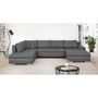 Voir la diapositive 2 : MARKET24 Canapé d'angle panoramique convertible - 7 places - INDIAN - Tissu 100% polyester - Gris - L360 x P228 cm