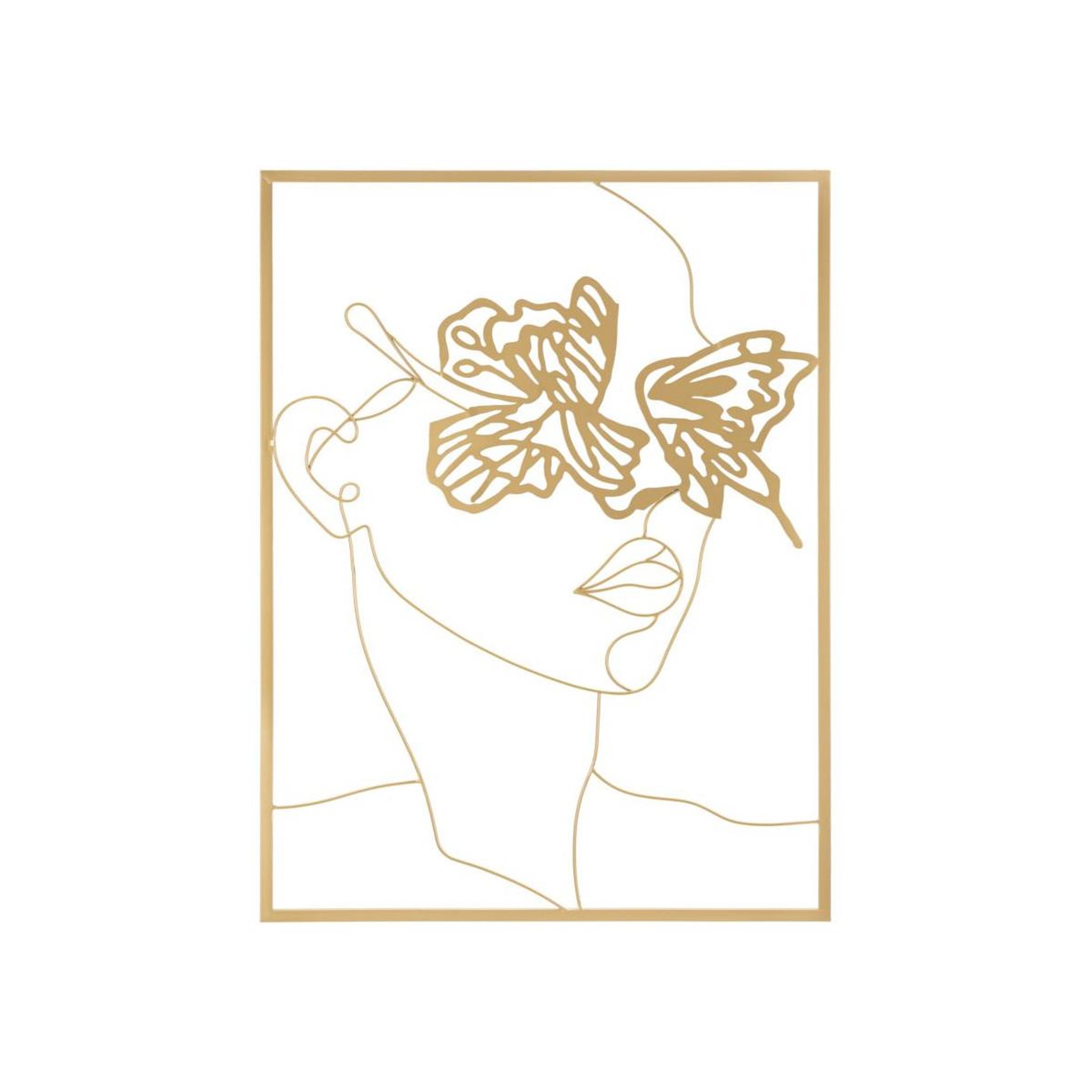Paris Prix Décoration murale encadrée en métal  visage  80cm or